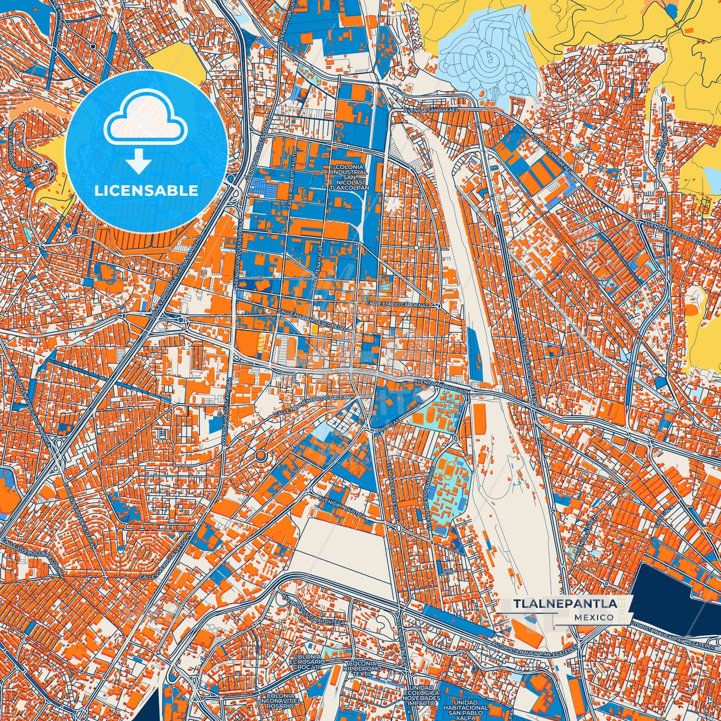 Canvas Print Template of Tlalnepantla Street Map