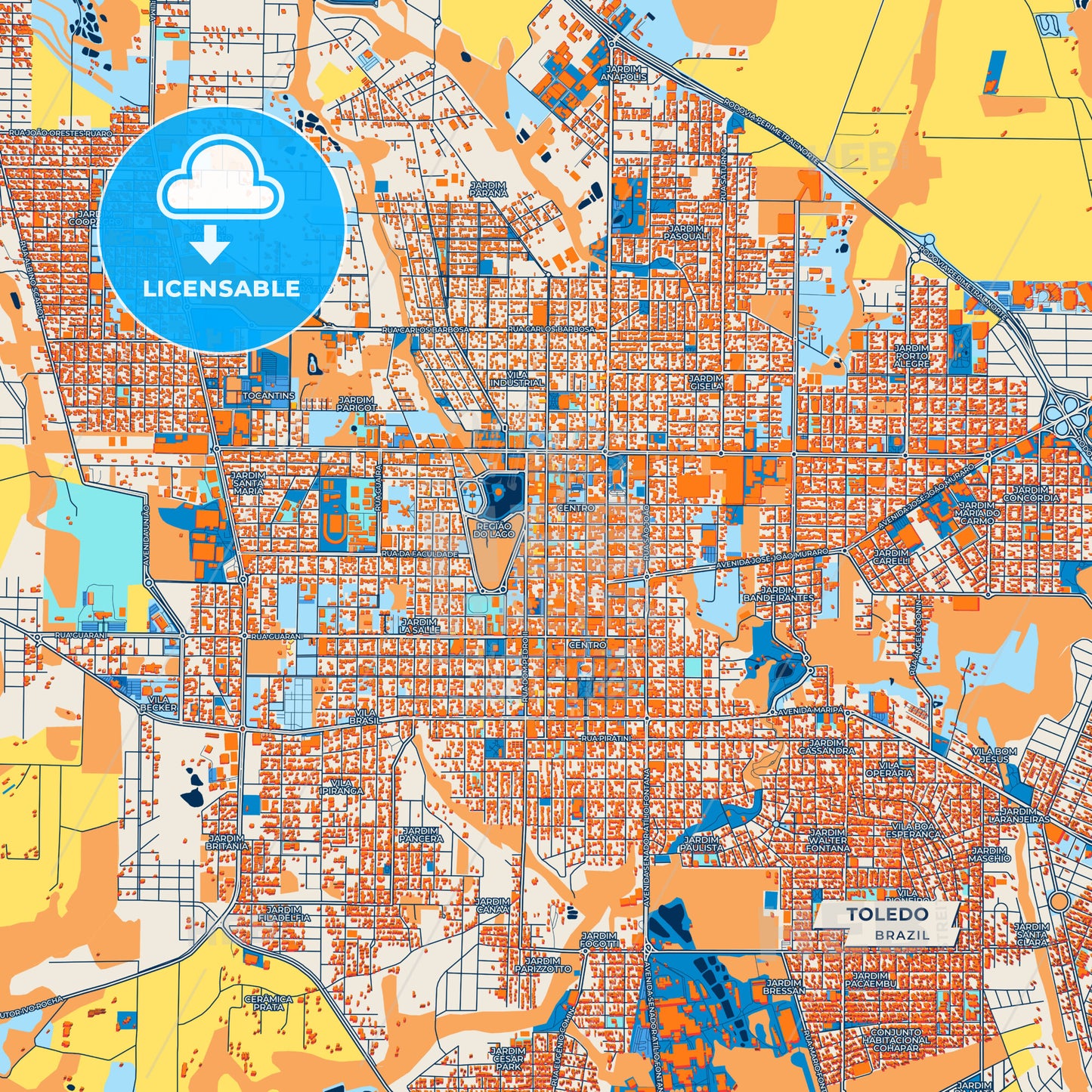 Canvas Print Template of Toledo Street Map