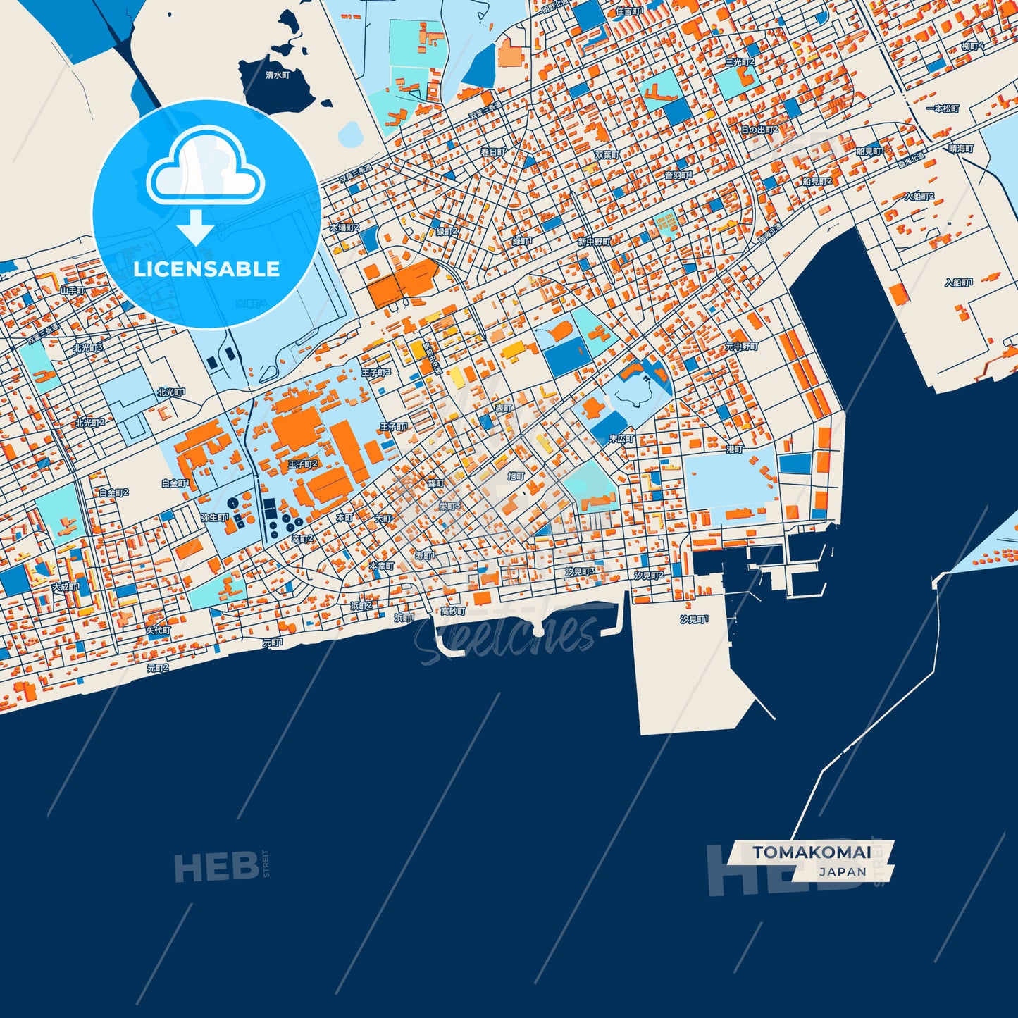 Canvas Print Template of Tomakomai Street Map