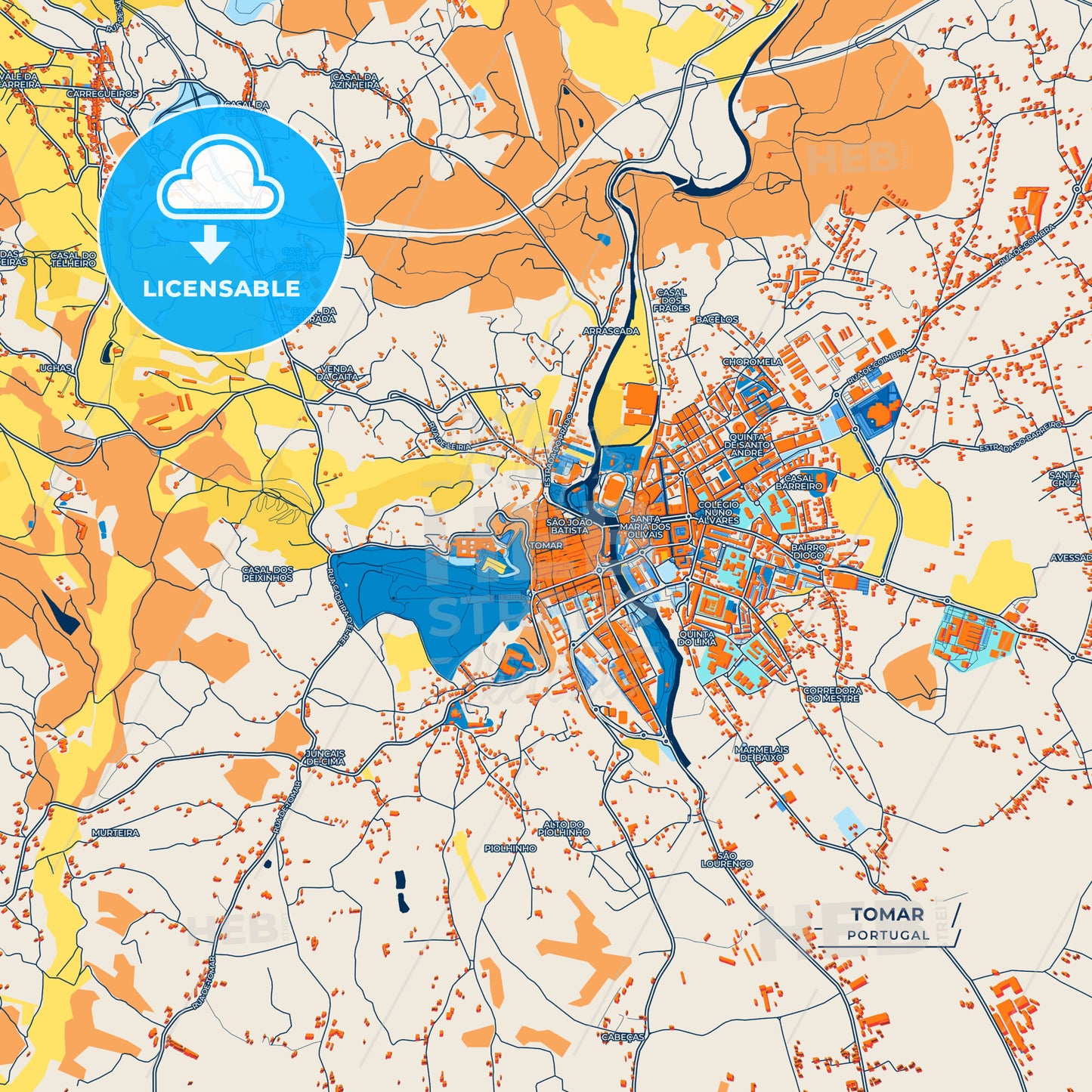 Canvas Print Template of Tomar Street Map