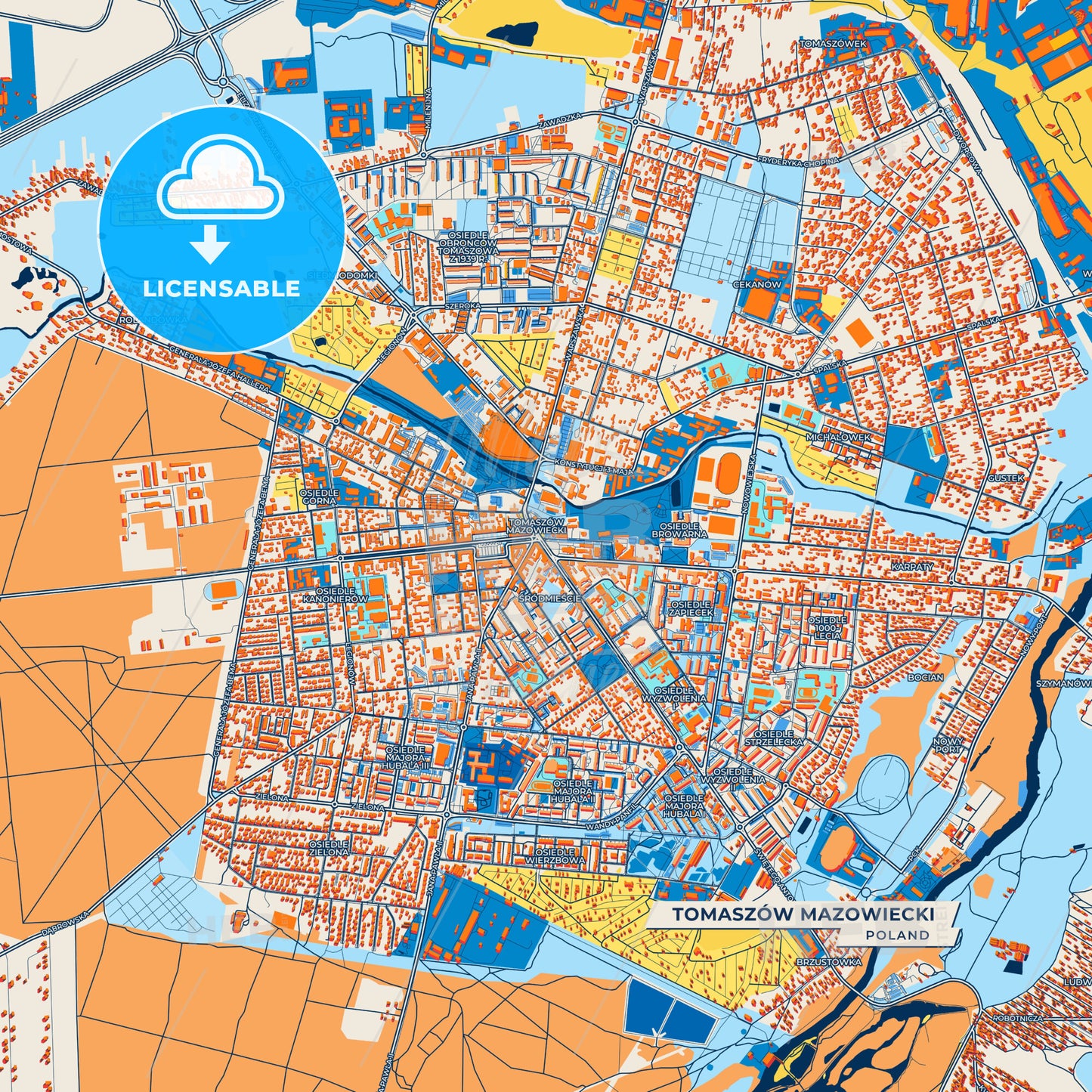 Canvas Print Template of Tomaszów Mazowiecki Street Map