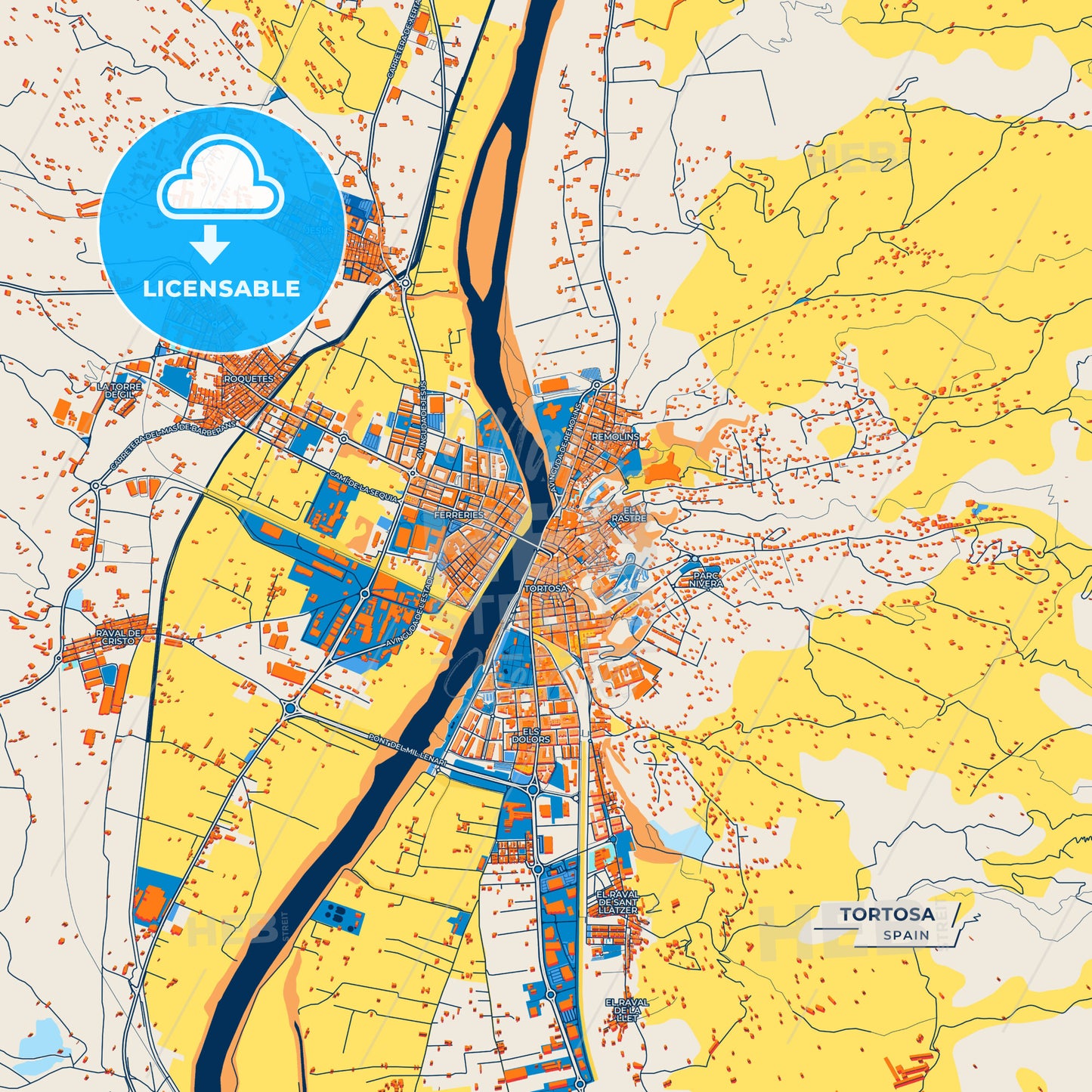 Canvas Print Template of Tortosa Street Map