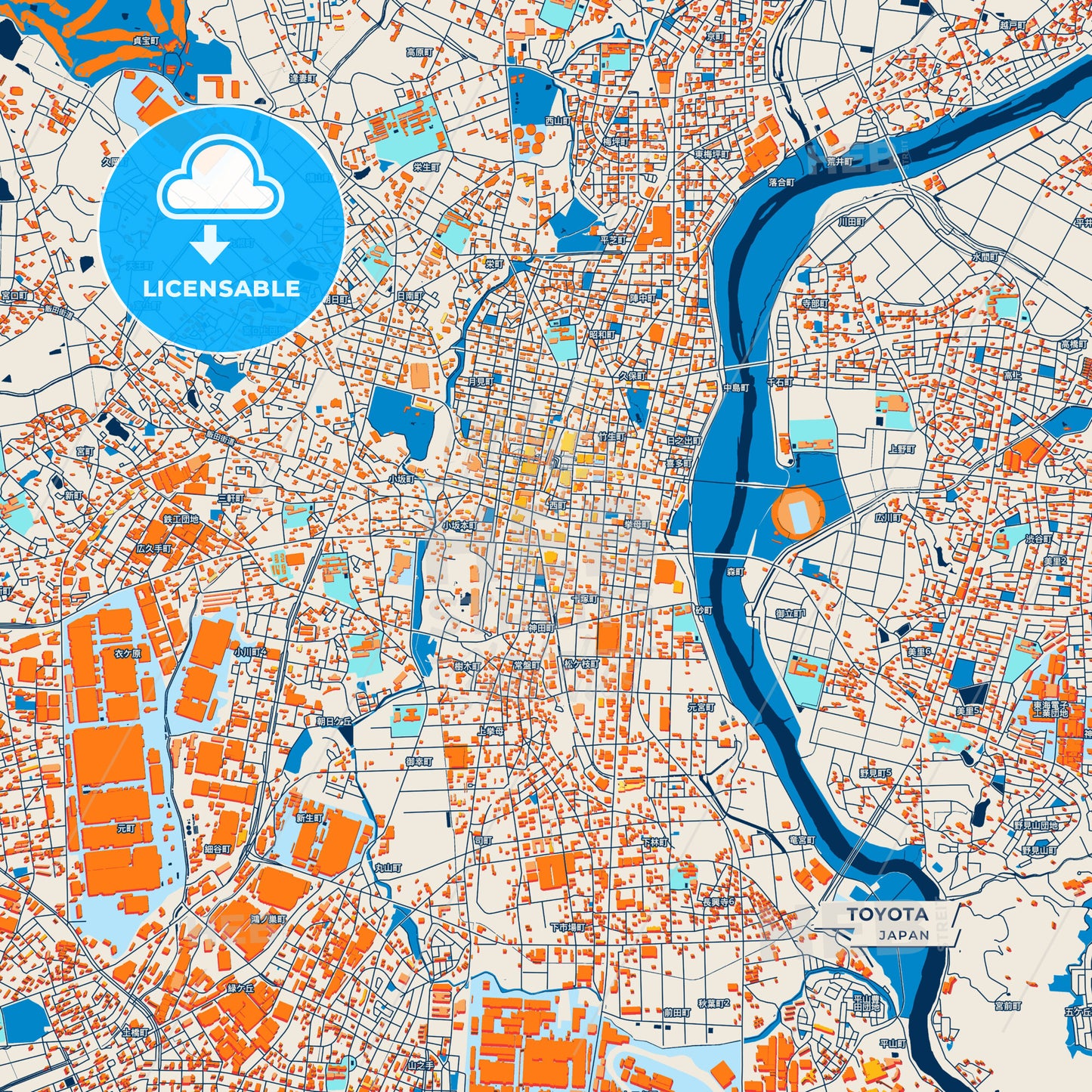 Canvas Print Template of Toyota Street Map