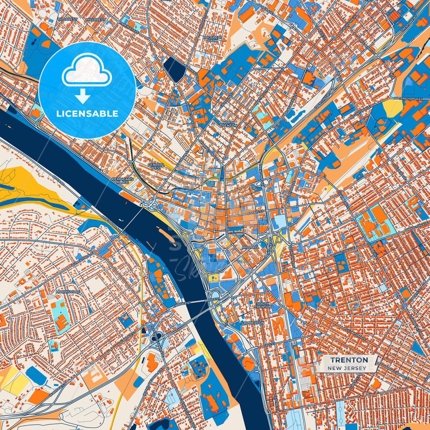 Canvas Print Template of Trenton Street Map