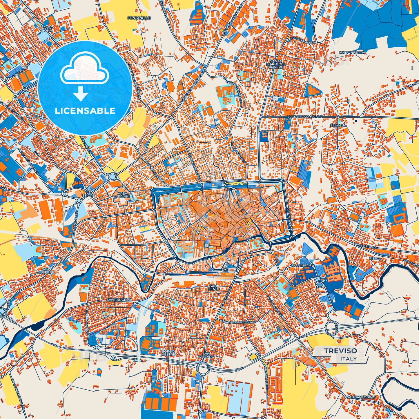 Canvas Print Template of Treviso Street Map