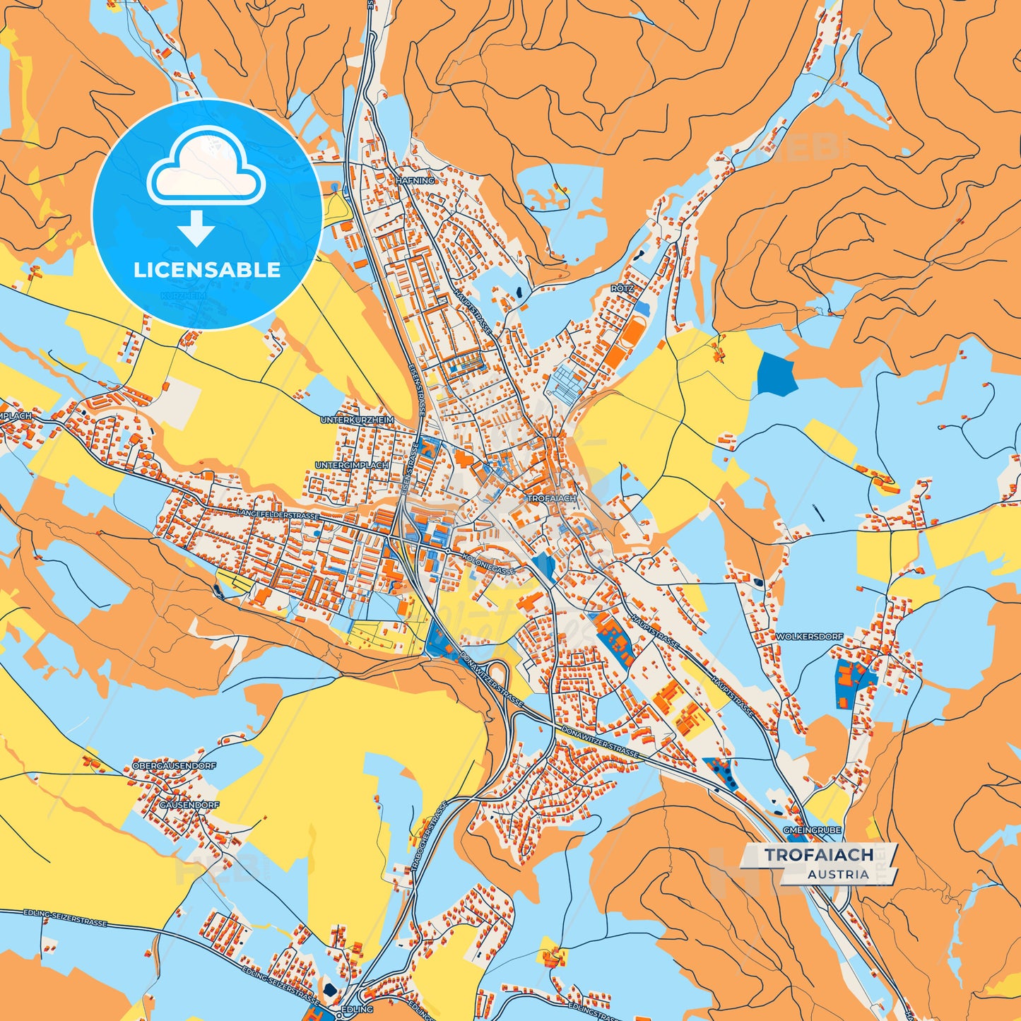 Canvas Print Template of Trofaiach Street Map