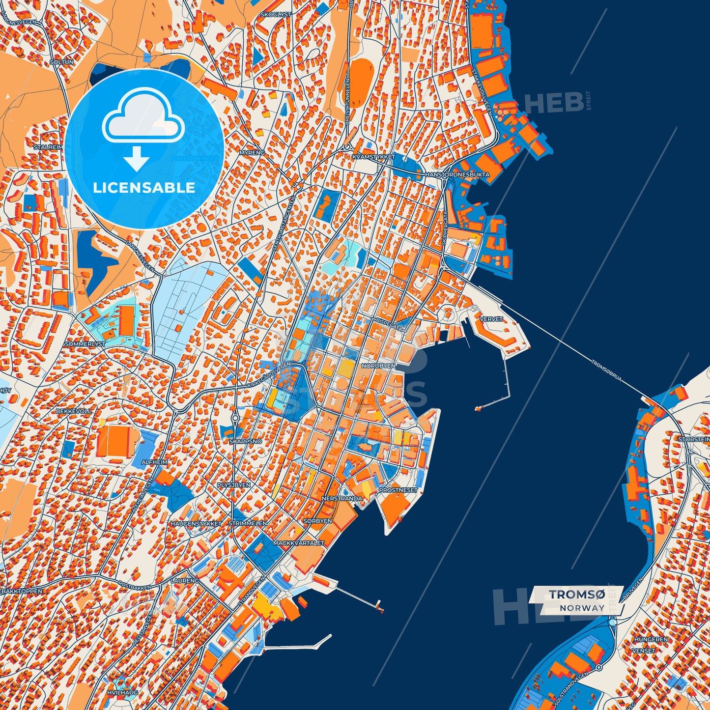 Canvas Print Template of Tromsø Street Map