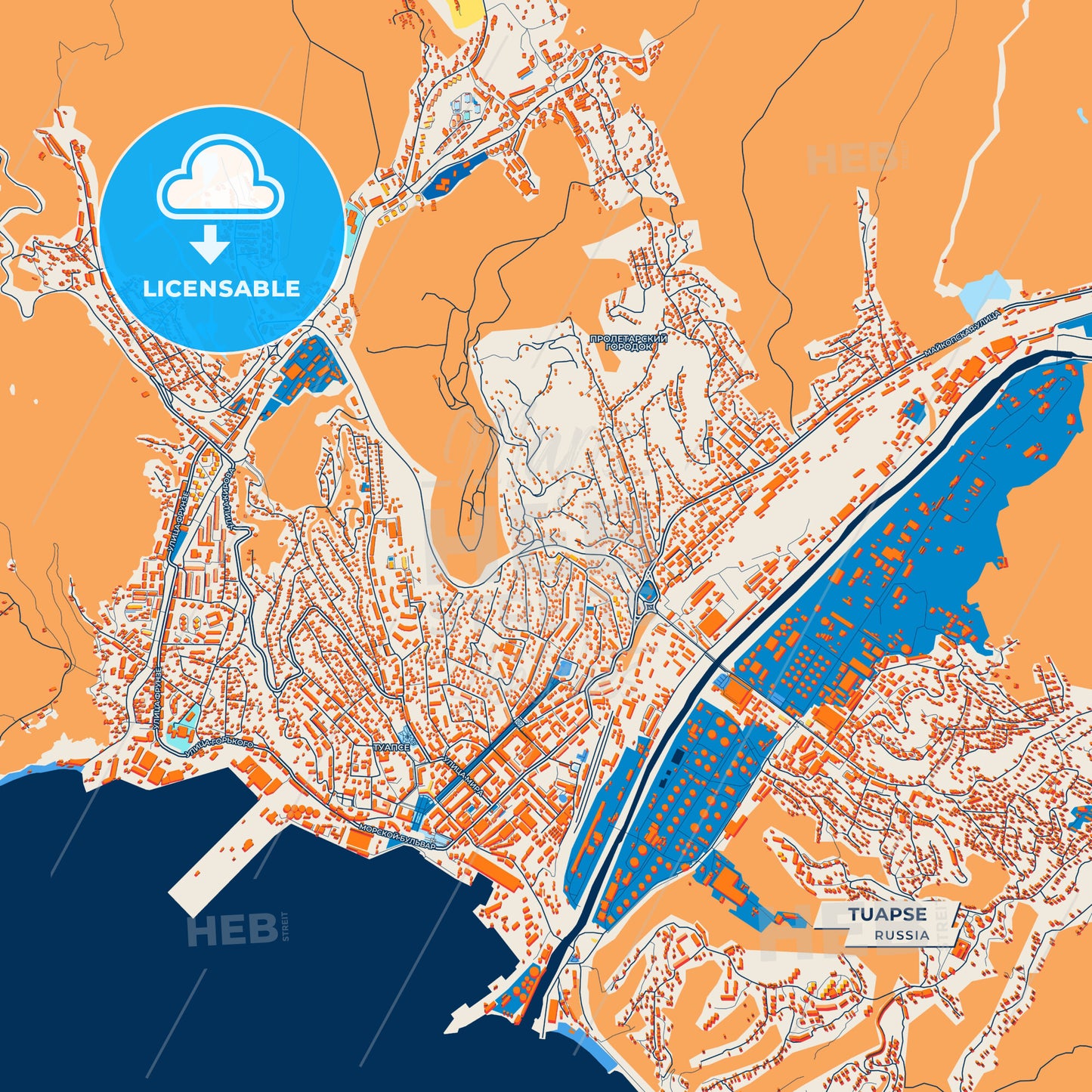 Canvas Print Template of Tuapse Street Map