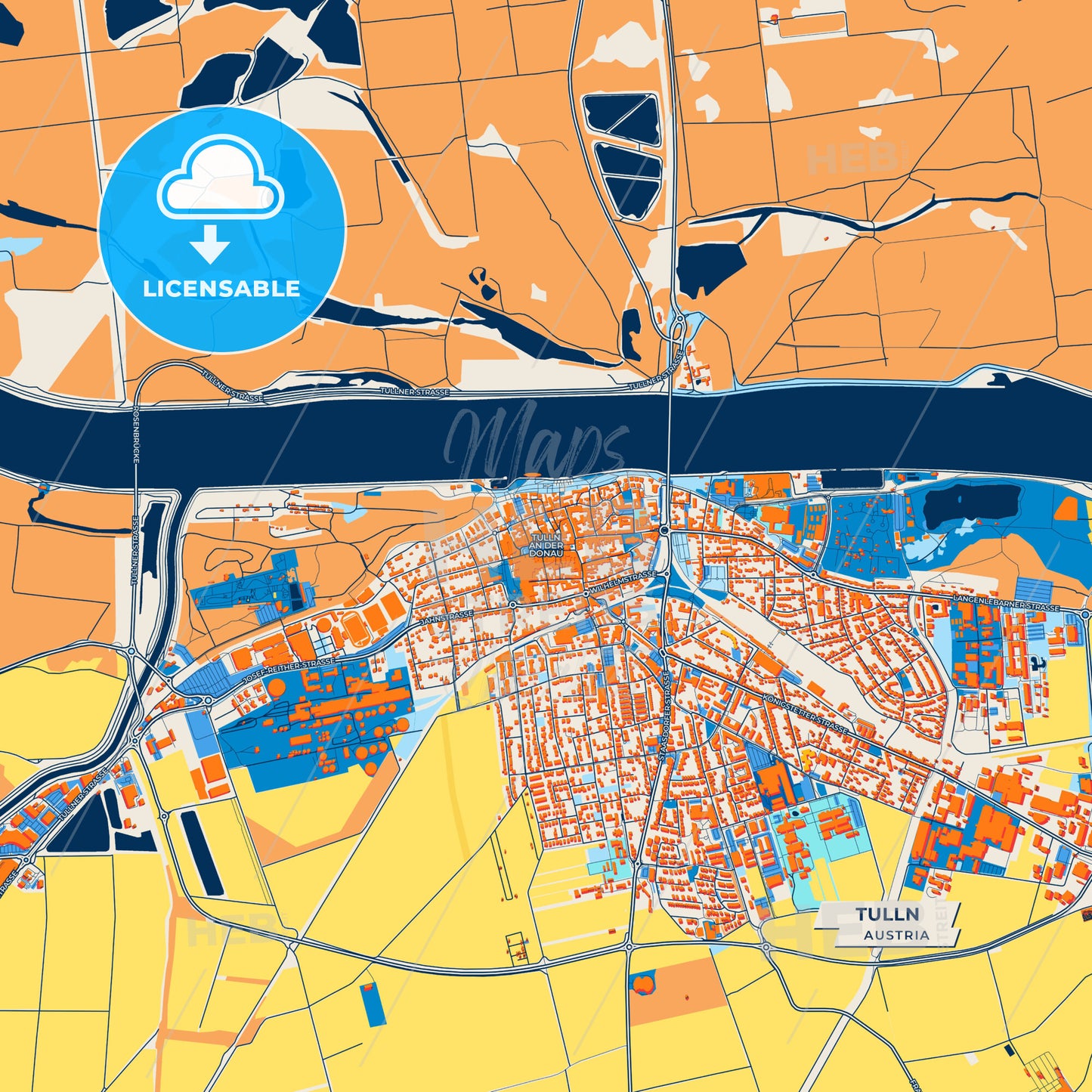 Canvas Print Template of Tulln Street Map