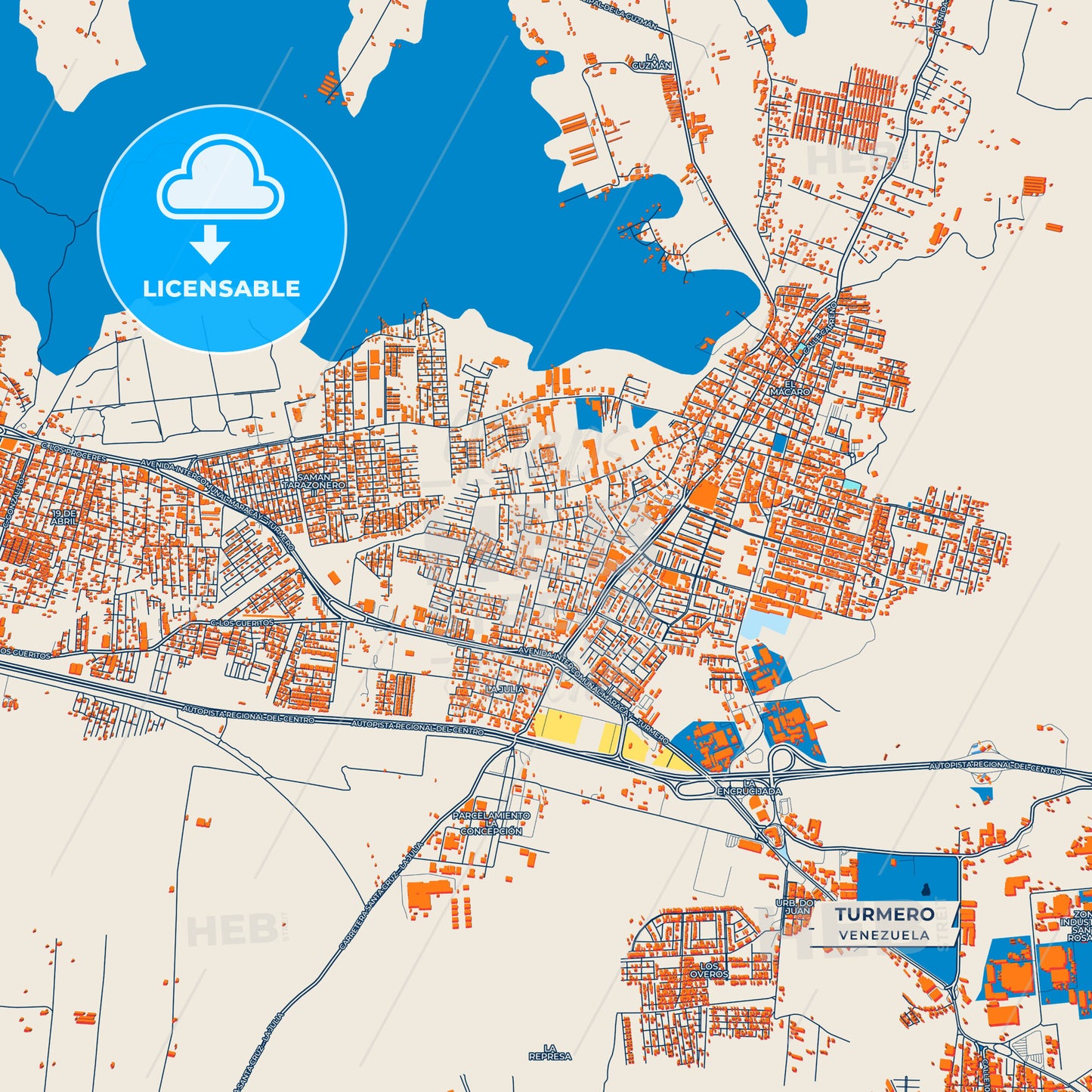 Canvas Print Template of Turmero Street Map