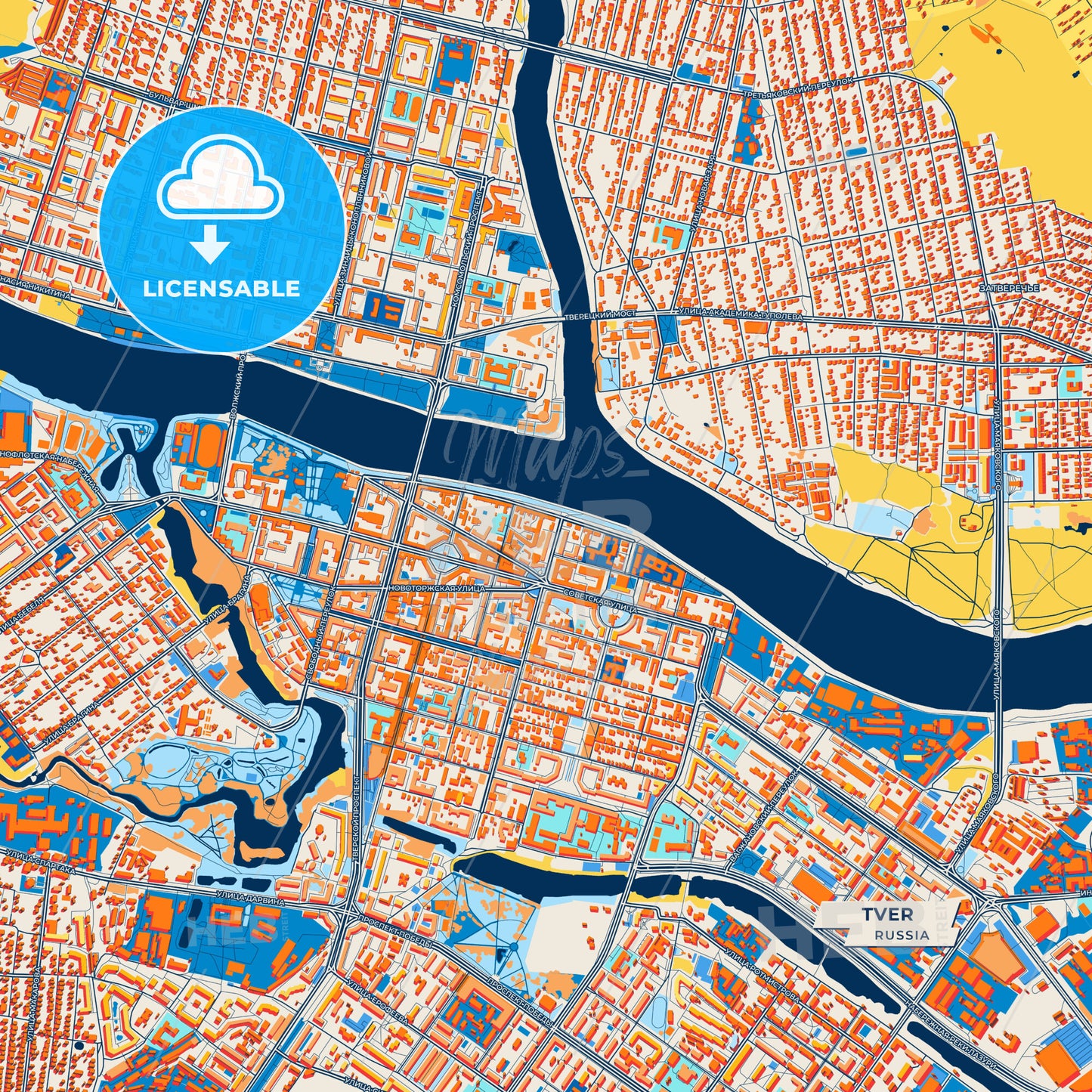 Canvas Print Template of Tver Street Map