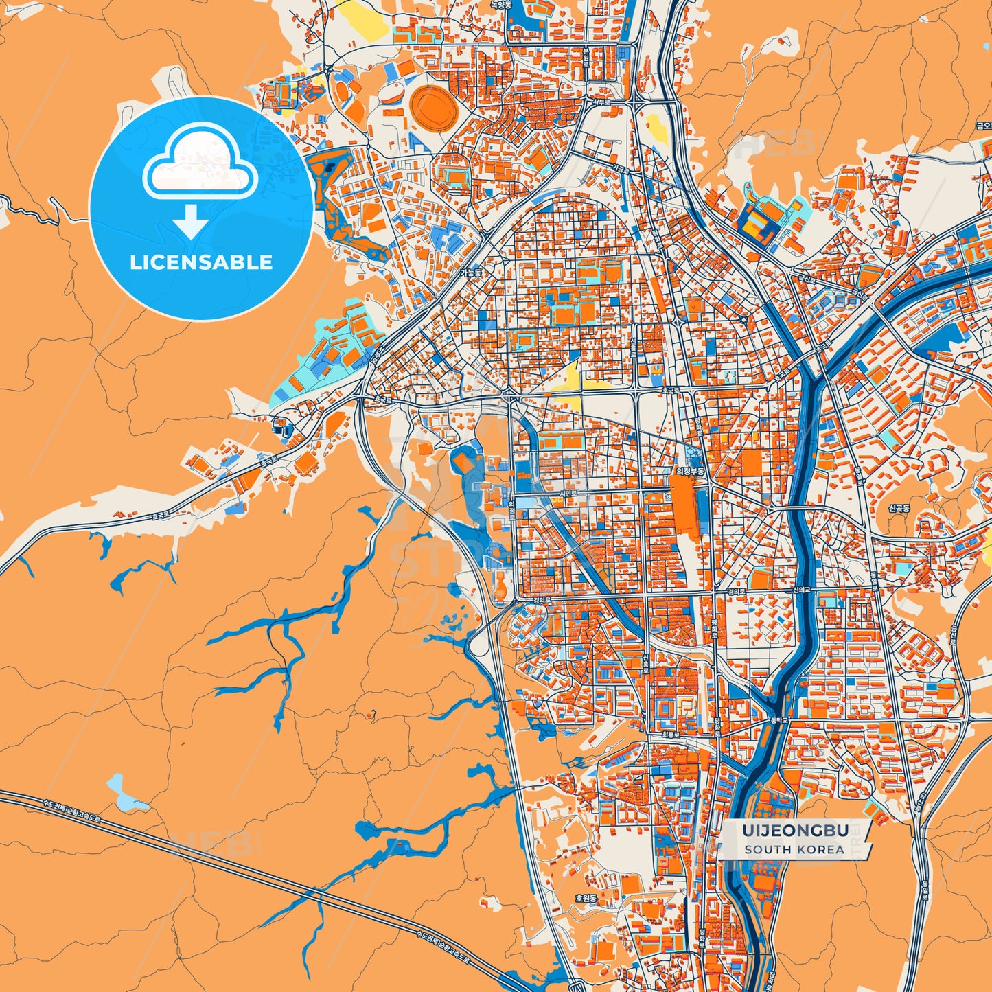 Canvas Print Template of Uijeongbu Street Map