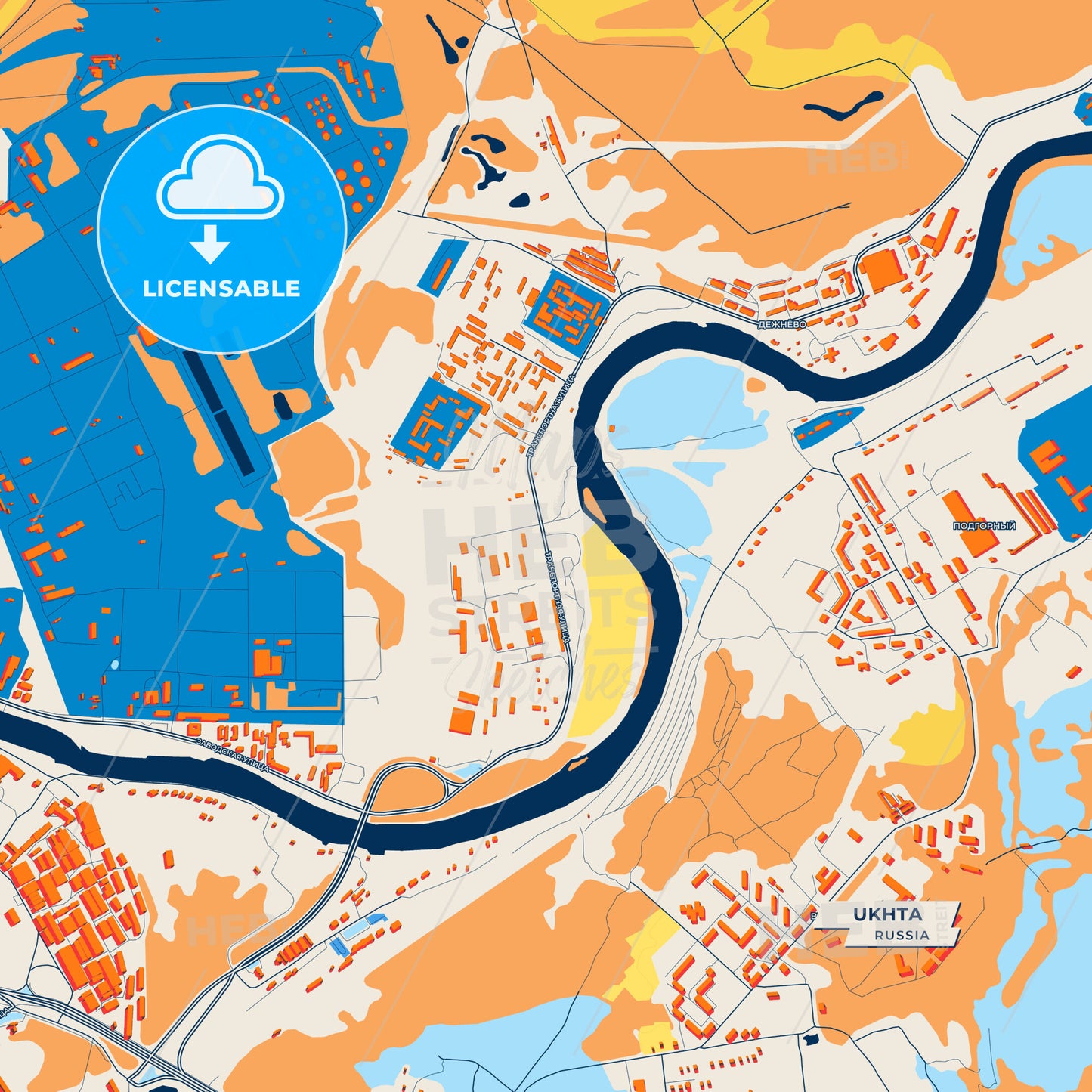 Canvas Print Template of Ukhta Street Map