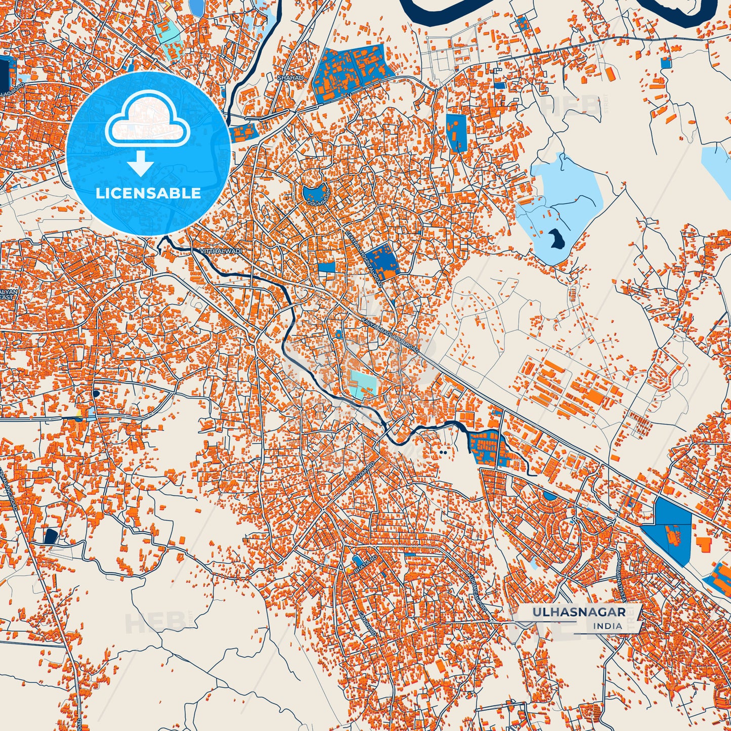 Canvas Print Template of Ulhasnagar Street Map
