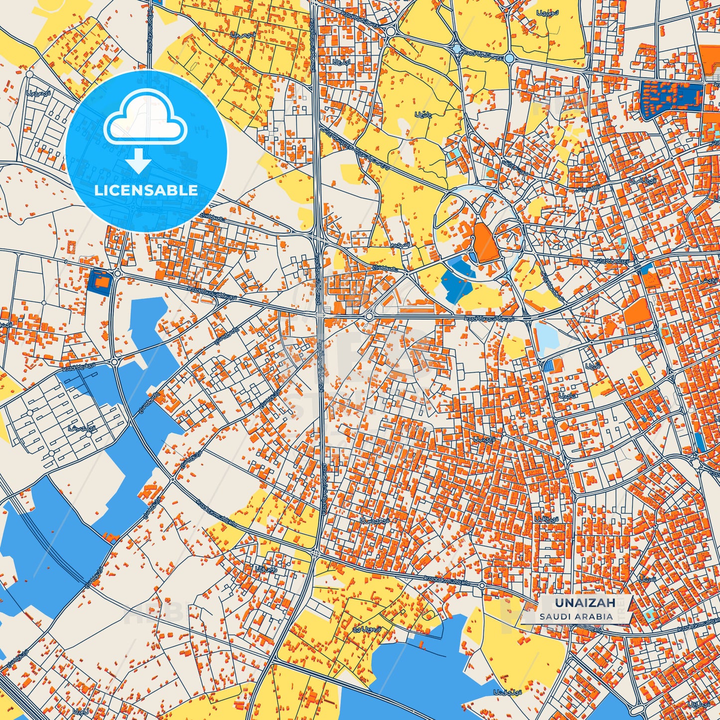Canvas Print Template of Unaizah Street Map