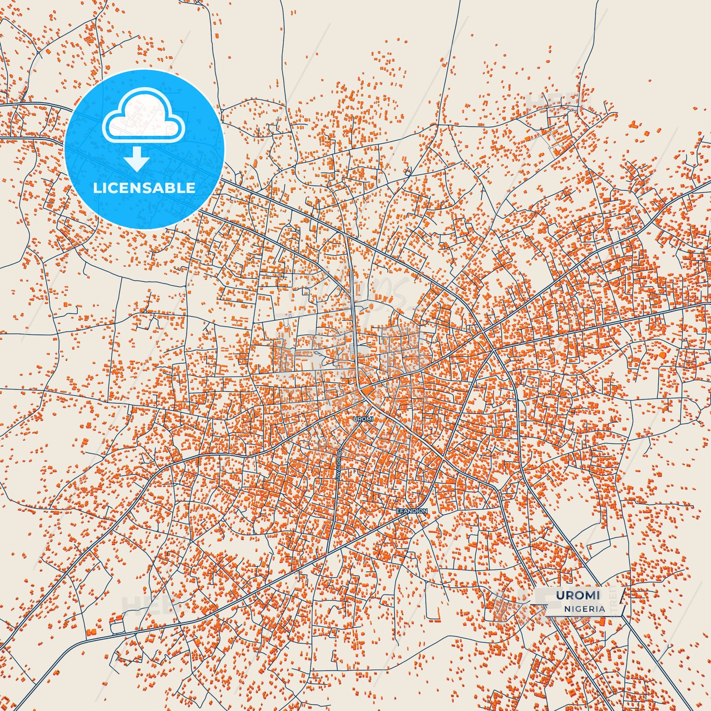 Canvas Print Template of Uromi Street Map