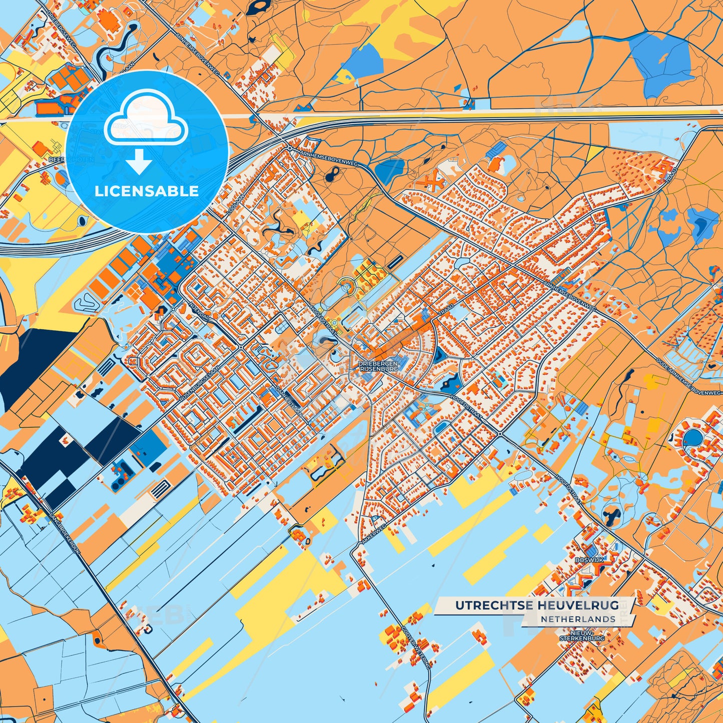 Canvas Print Template of Utrechtse Heuvelrug Street Map