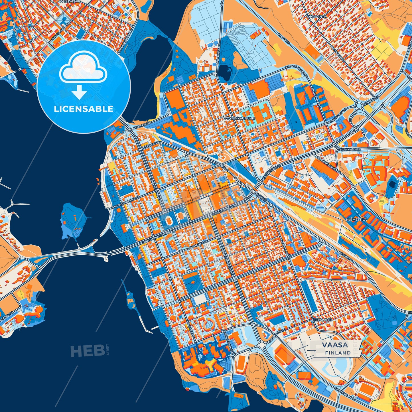 Canvas Print Template of Vaasa Street Map