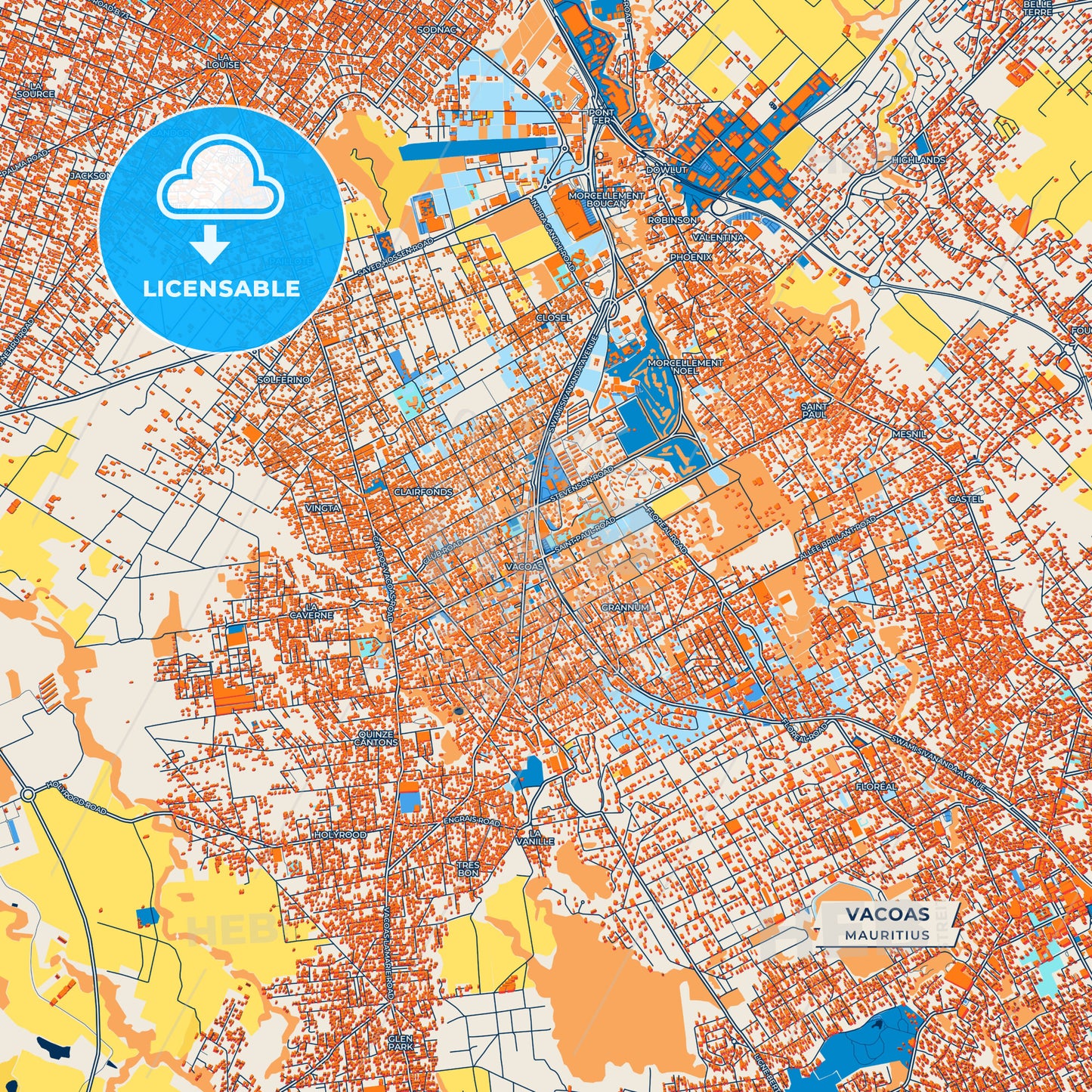 Canvas Print Template of Vacoas Street Map