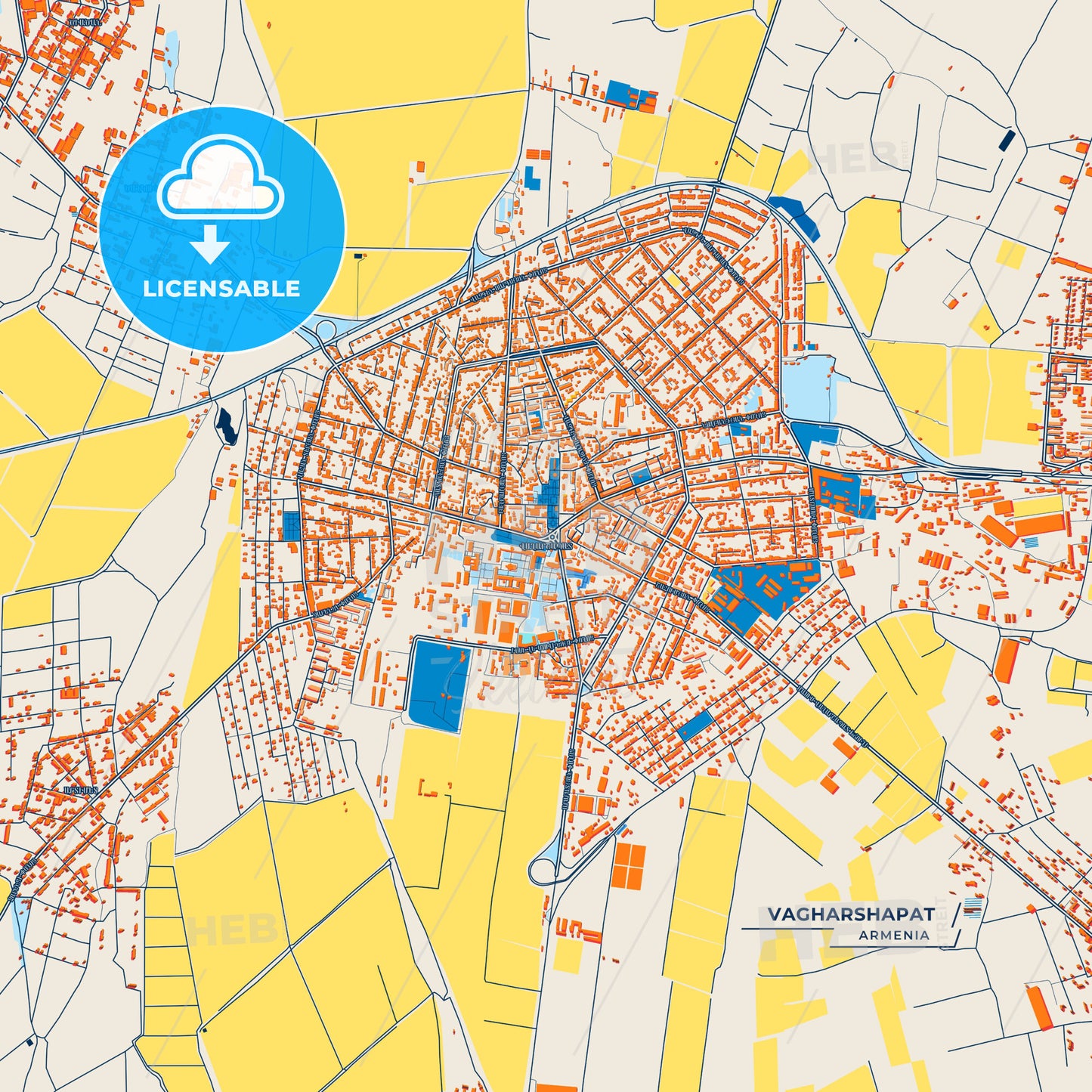 Canvas Print Template of Vagharshapat Street Map
