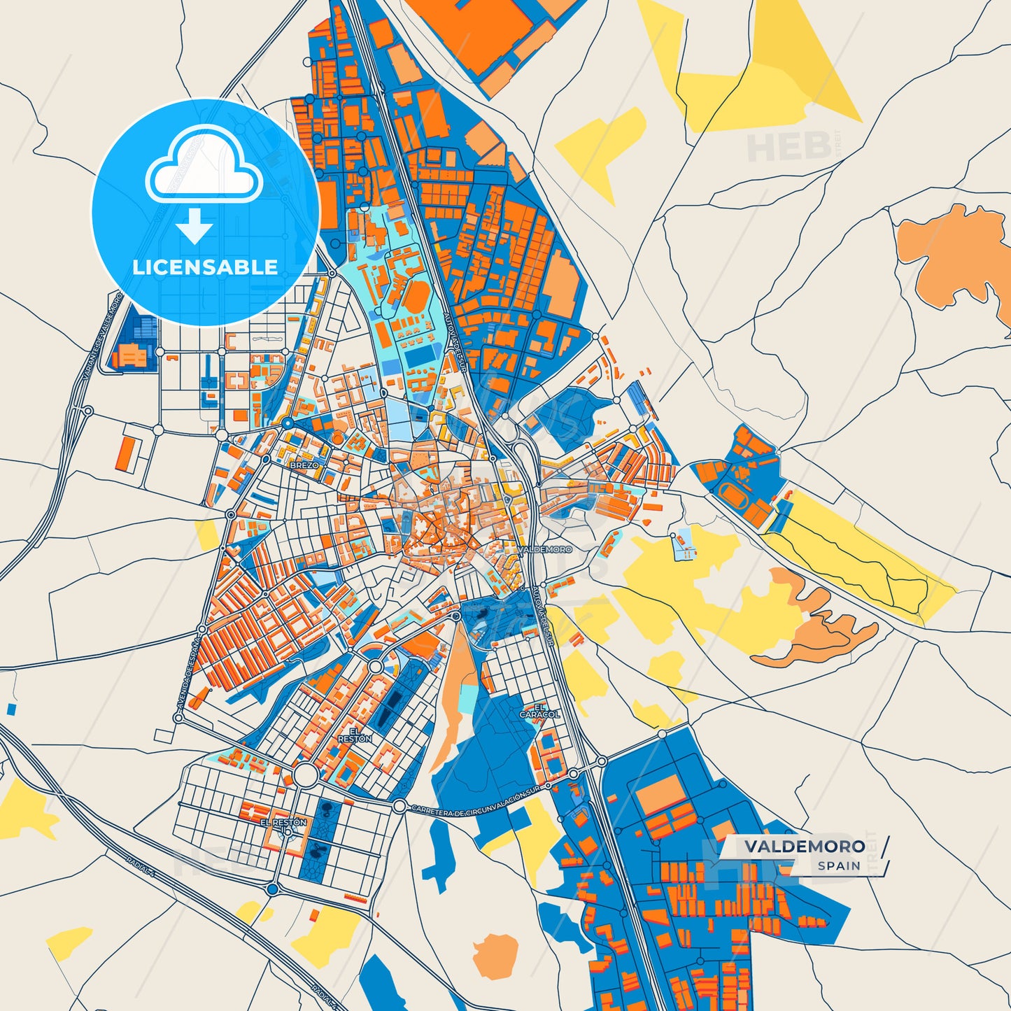 Canvas Print Template of Valdemoro Street Map