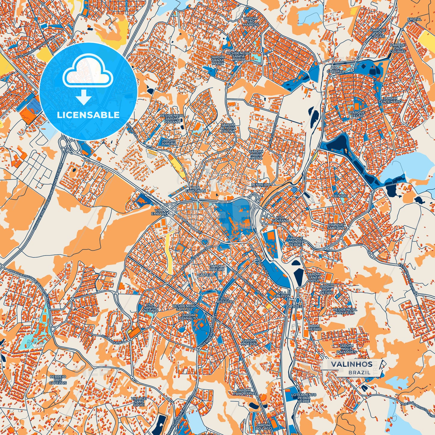 Canvas Print Template of Valinhos Street Map