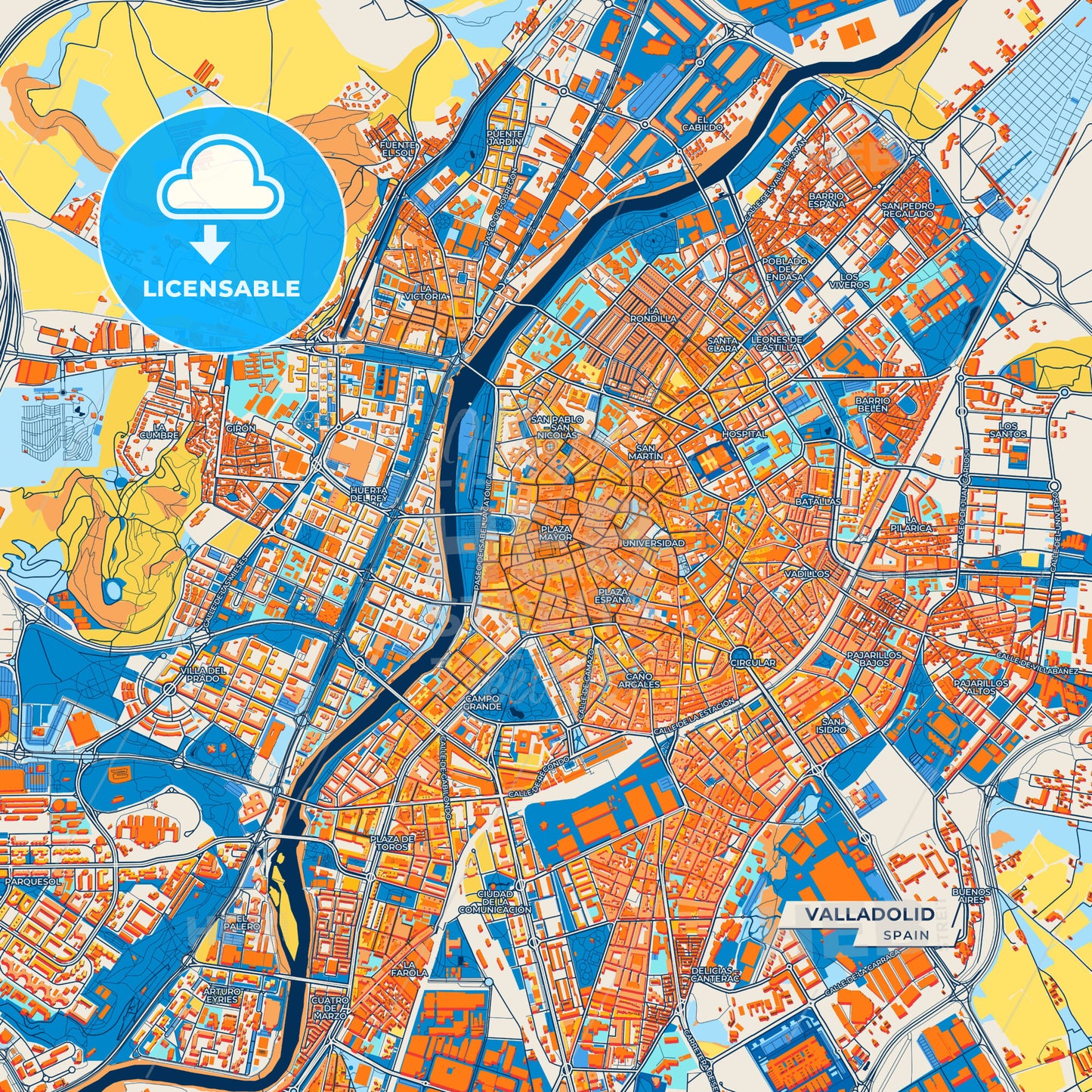 Canvas Print Template of Valladolid Street Map