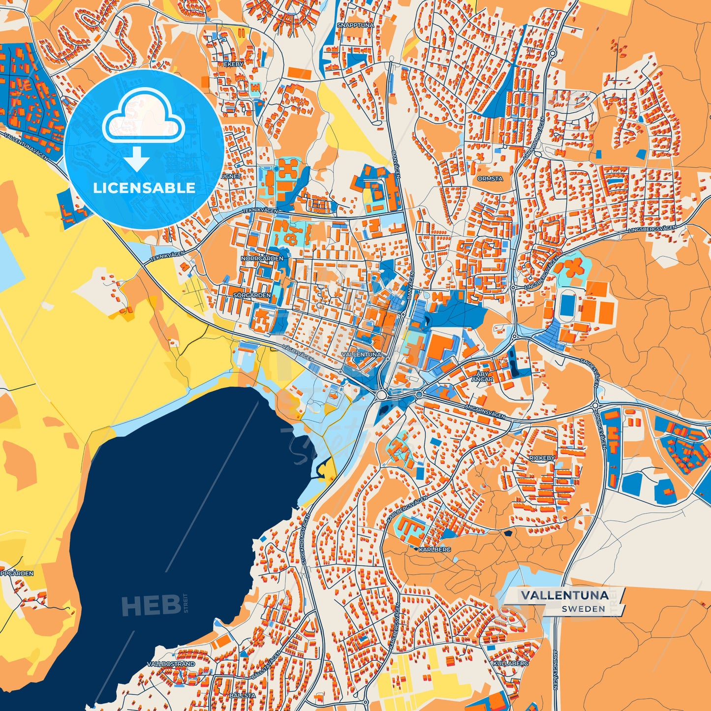 Canvas Print Template of Vallentuna Street Map
