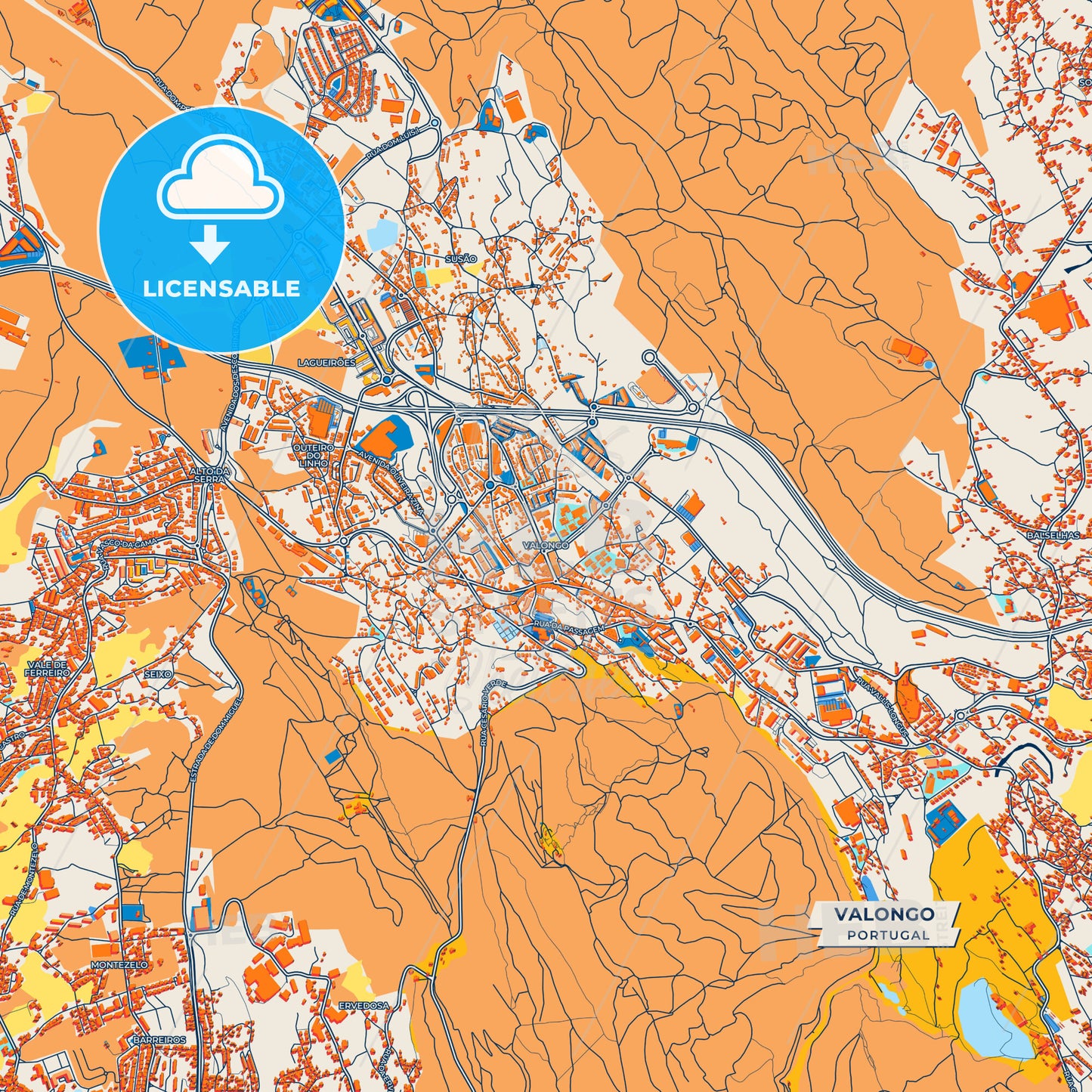 Canvas Print Template of Valongo Street Map