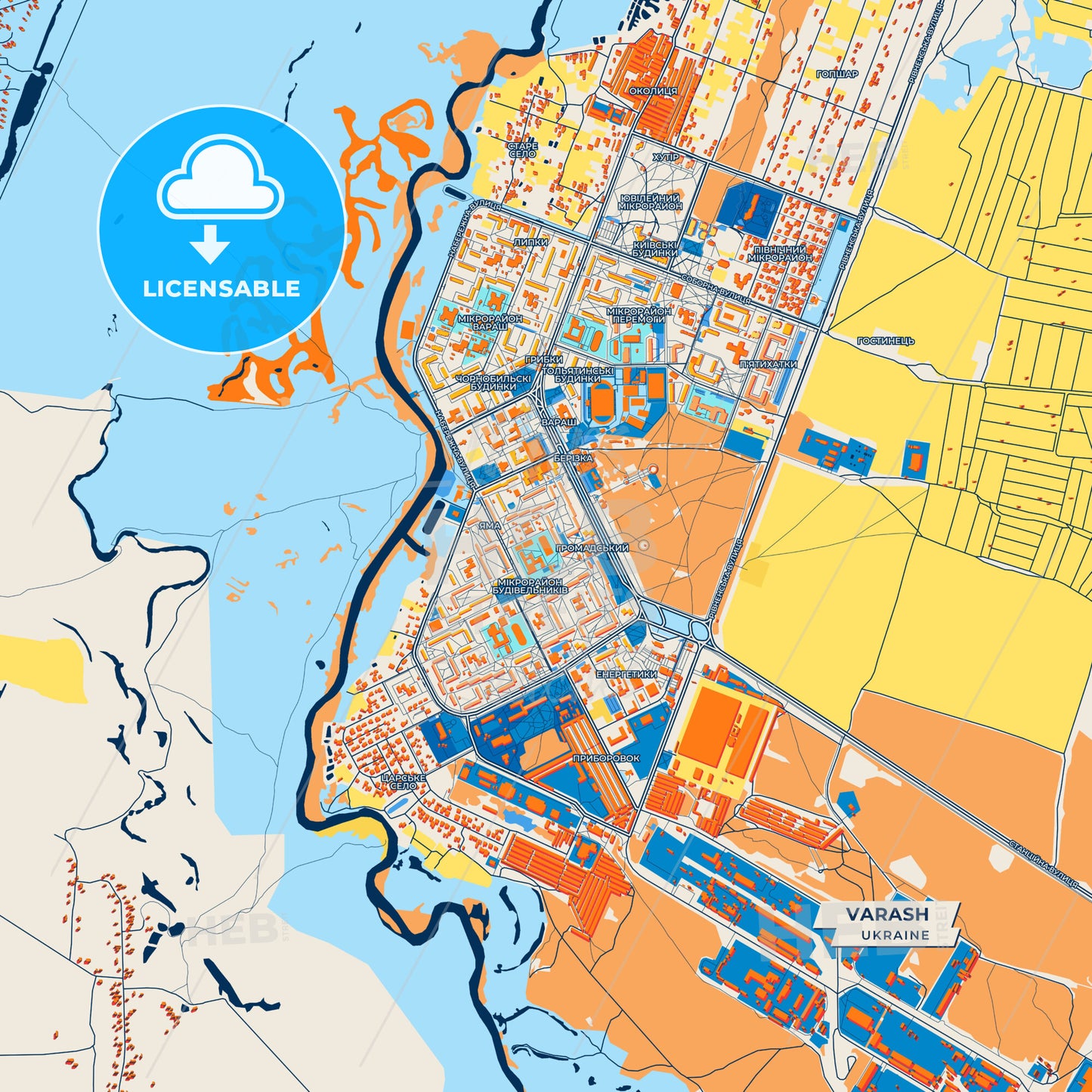 Canvas Print Template of Varash Street Map