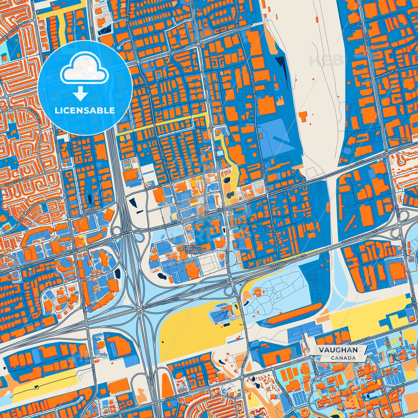 Canvas Print Template of Vaughan Street Map