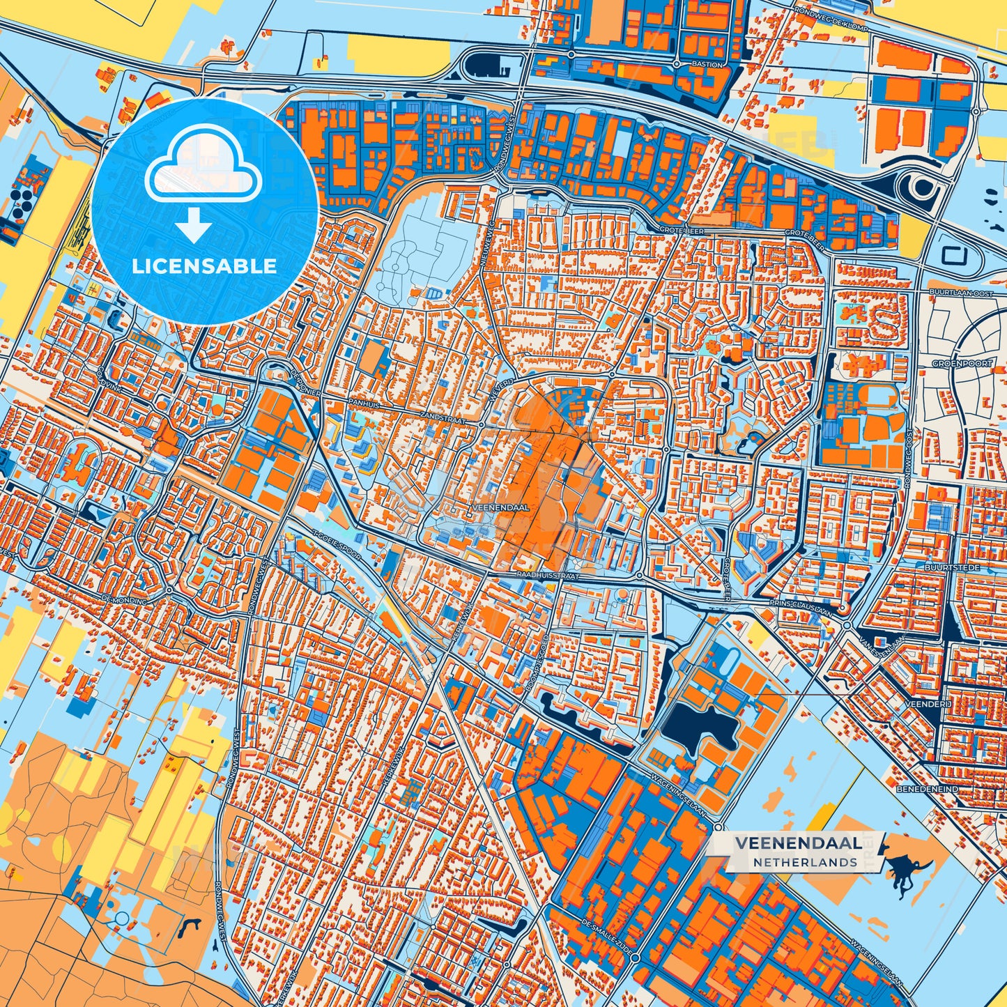 Canvas Print Template of Veenendaal Street Map