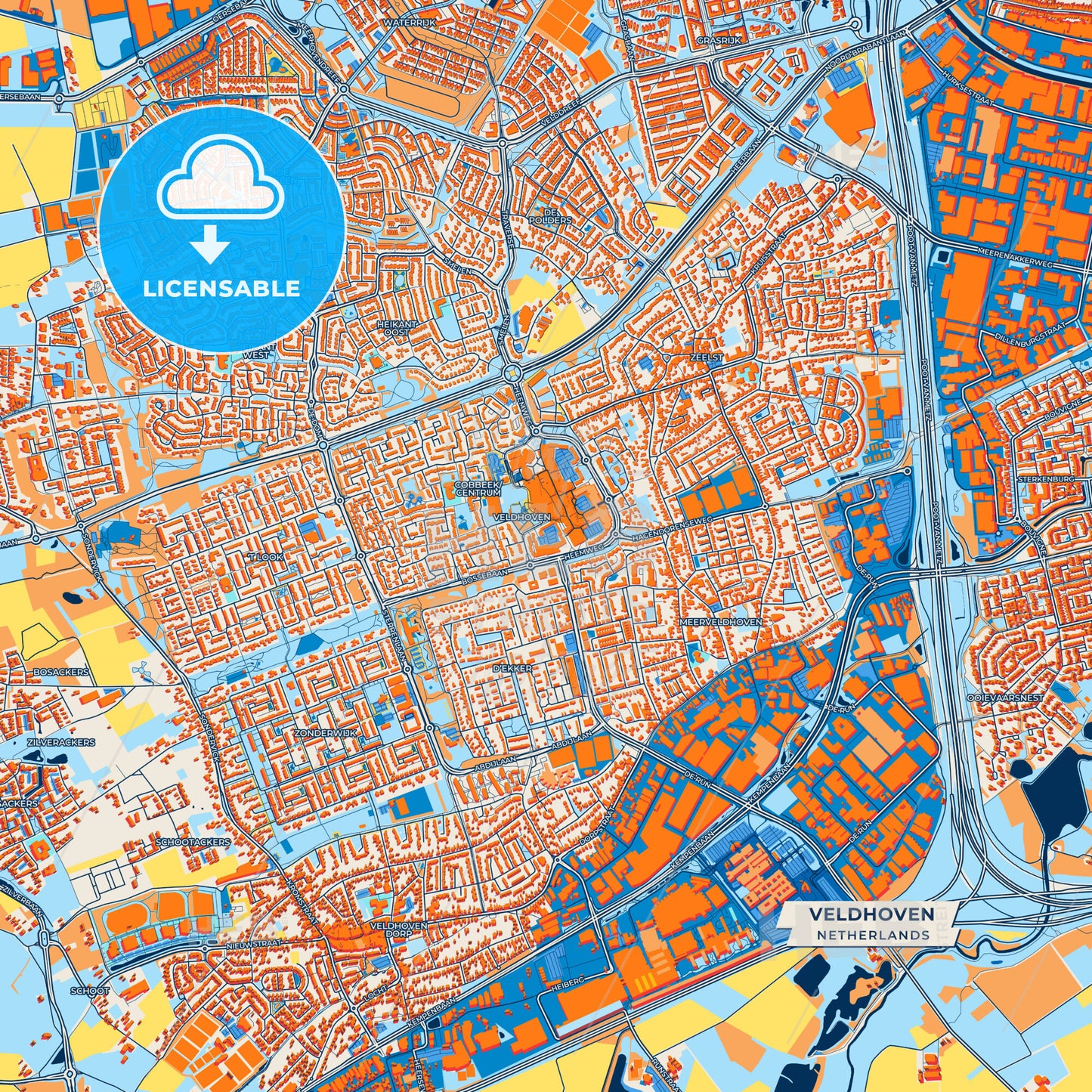 Canvas Print Template of Veldhoven Street Map
