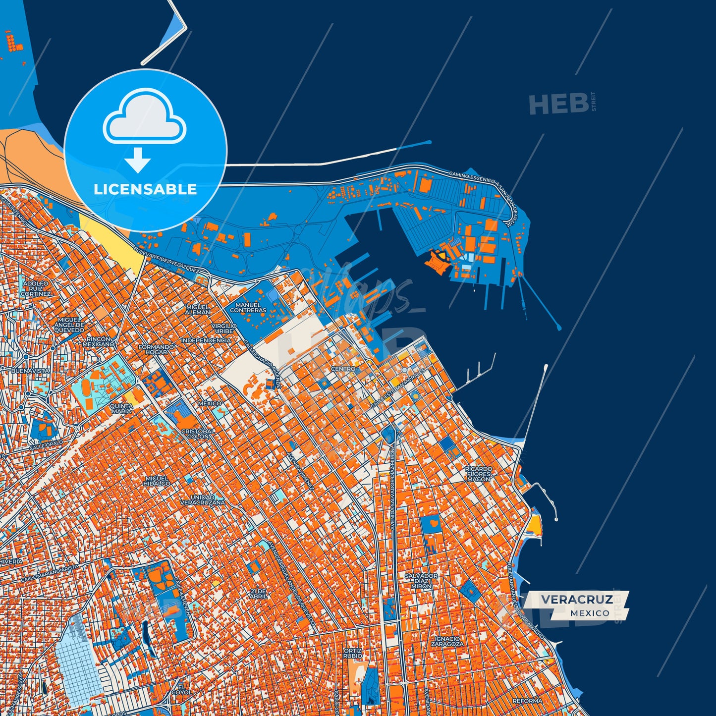 Canvas Print Template of Veracruz Street Map