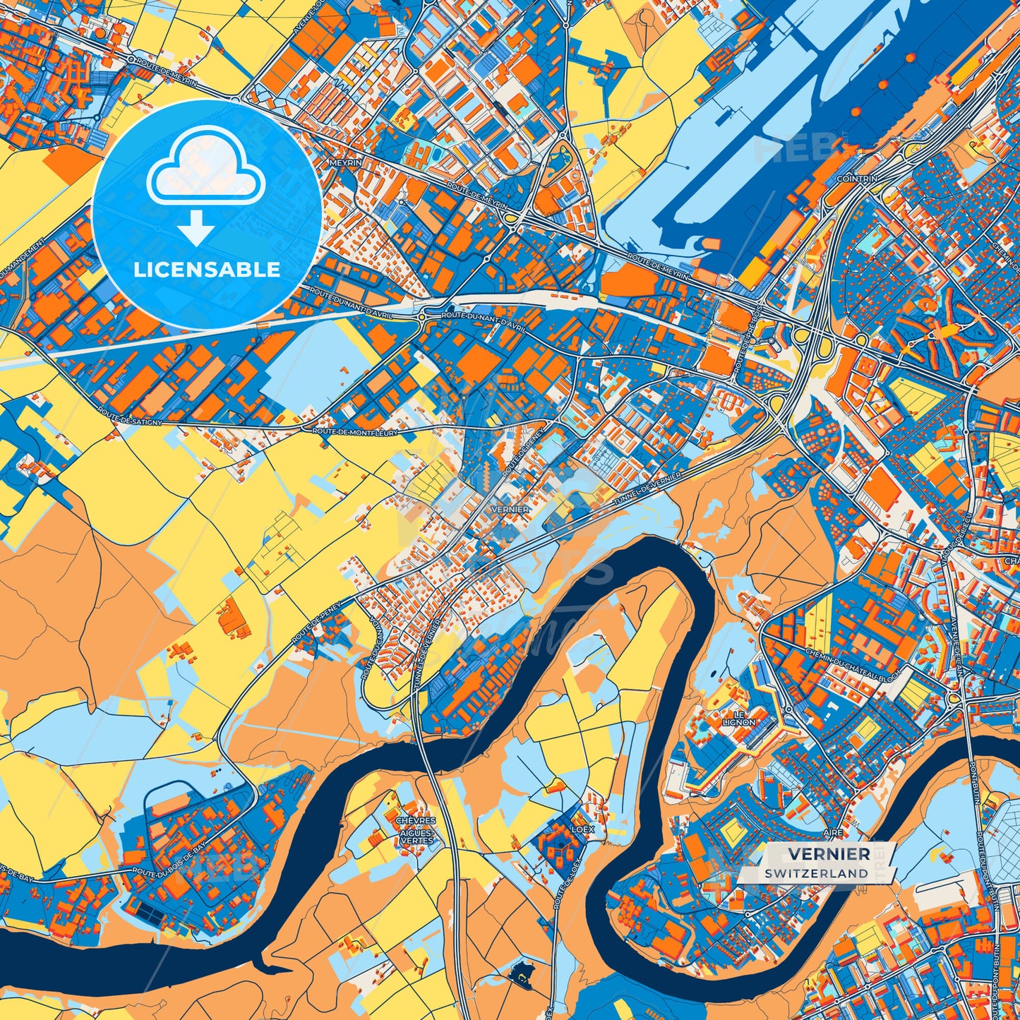 Canvas Print Template of Vernier Street Map