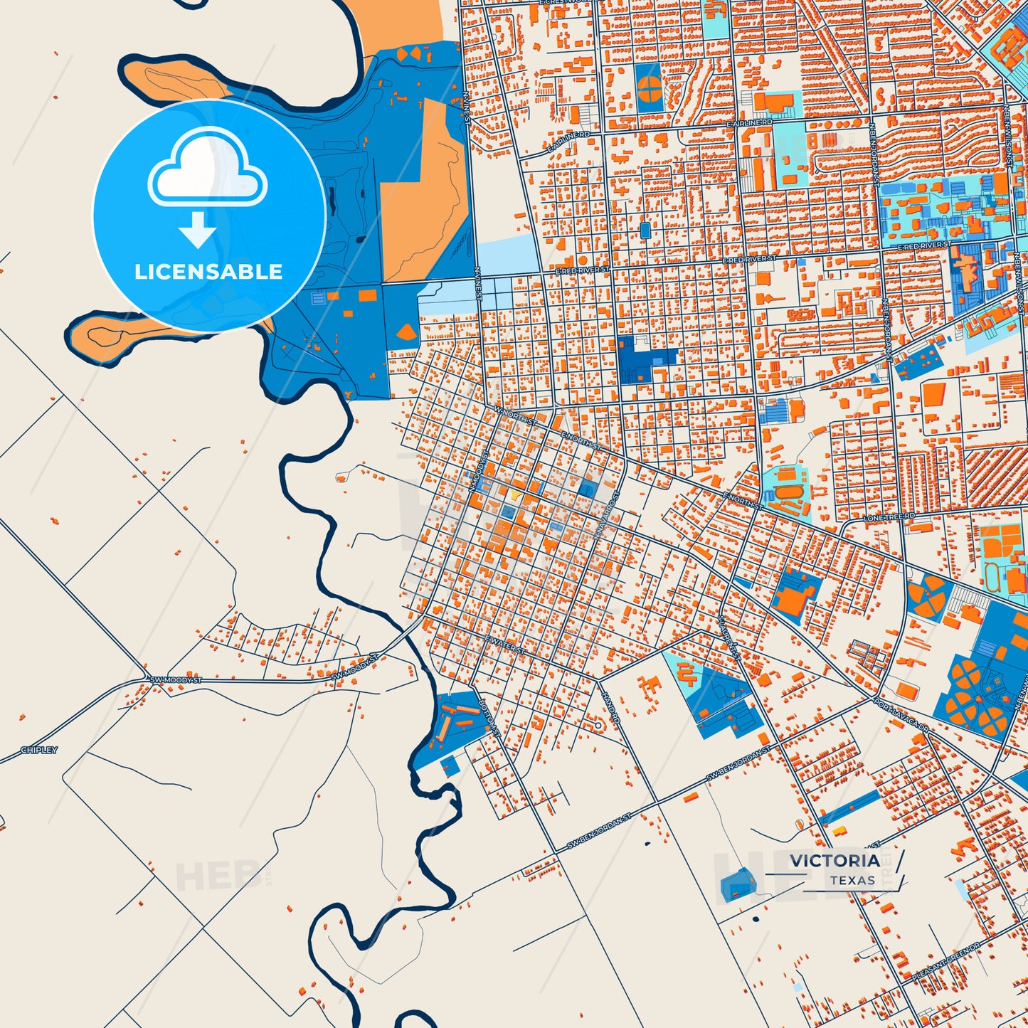 Canvas Print Template of Victoria Street Map