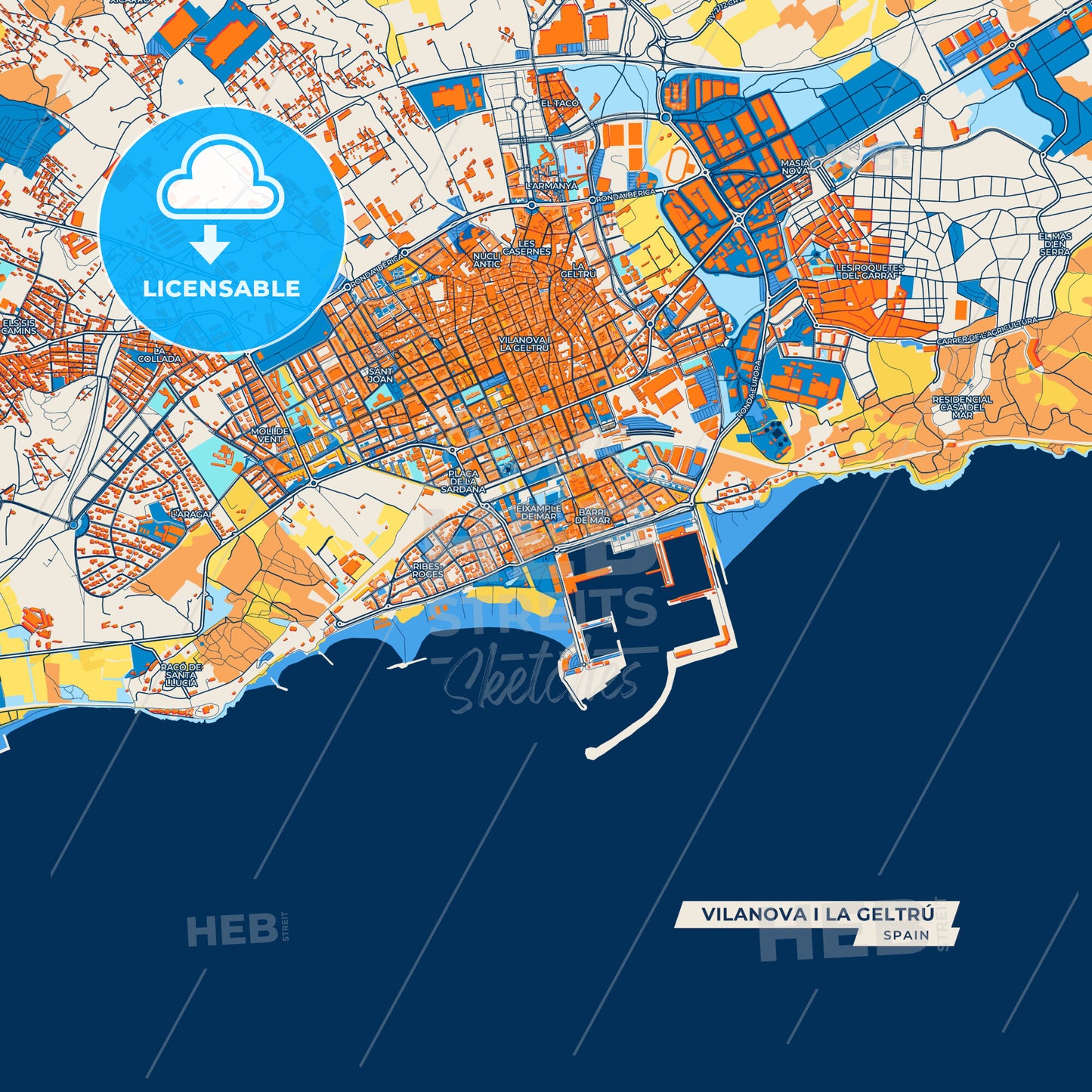 Canvas Print Template of Vilanova i la Geltrú Street Map
