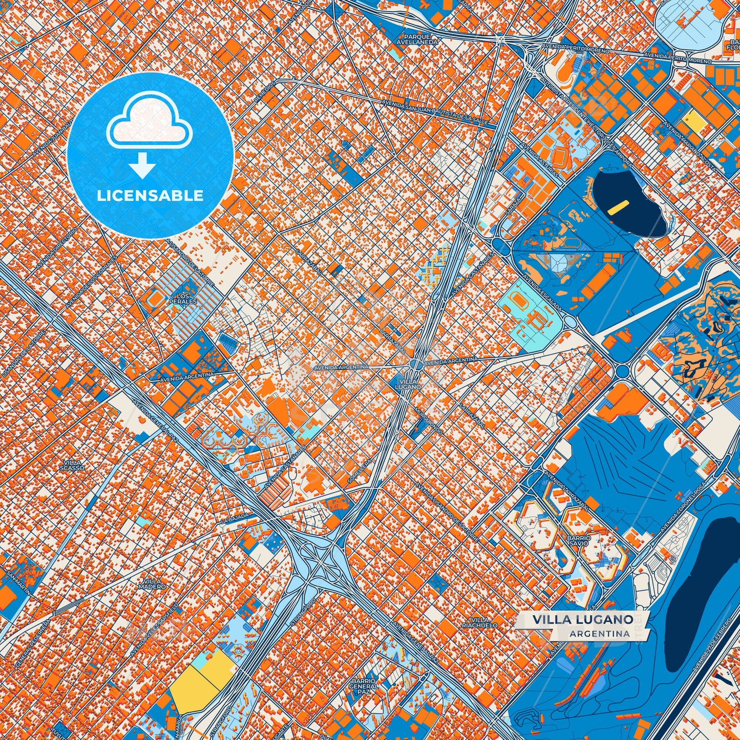 Canvas Print Template of Villa Lugano Street Map