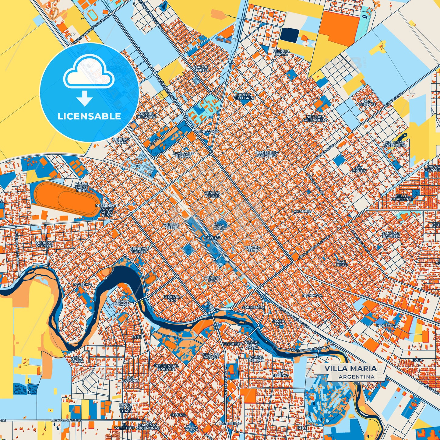 Canvas Print Template of Villa Maria Street Map