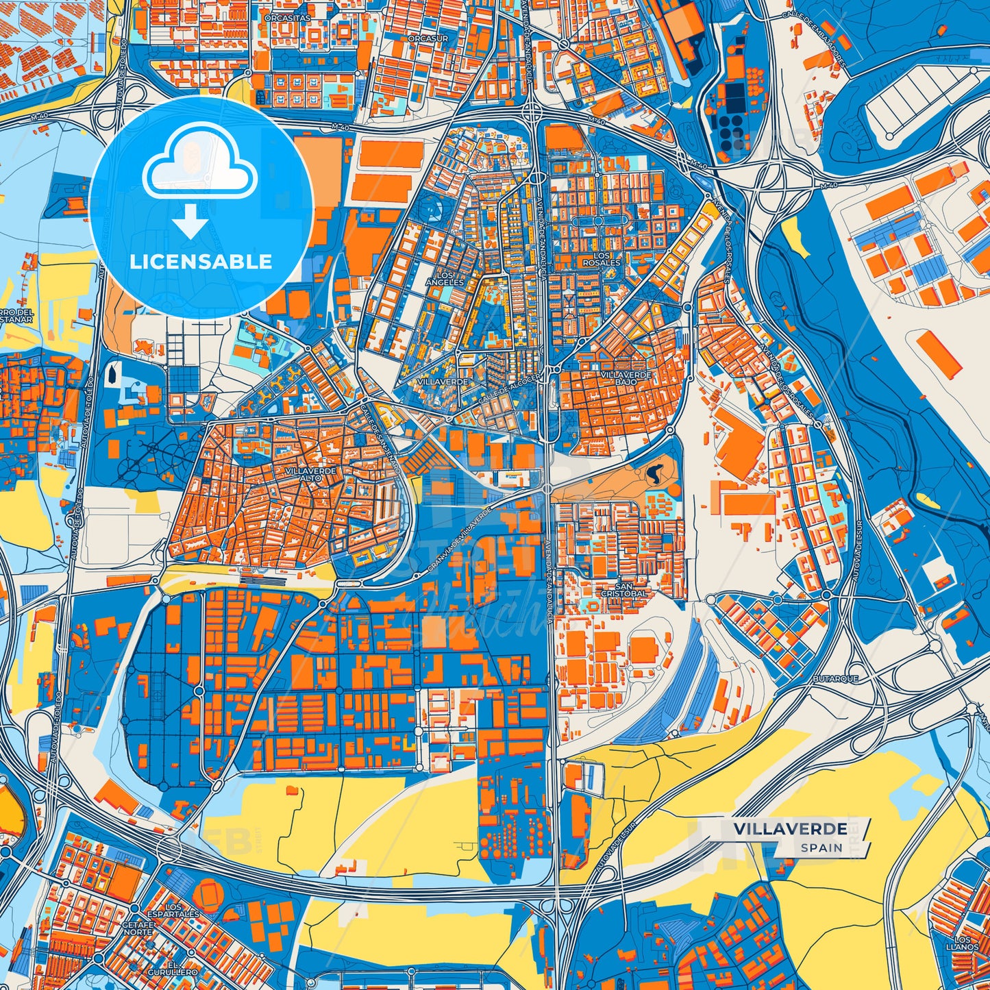 Canvas Print Template of Villaverde Street Map