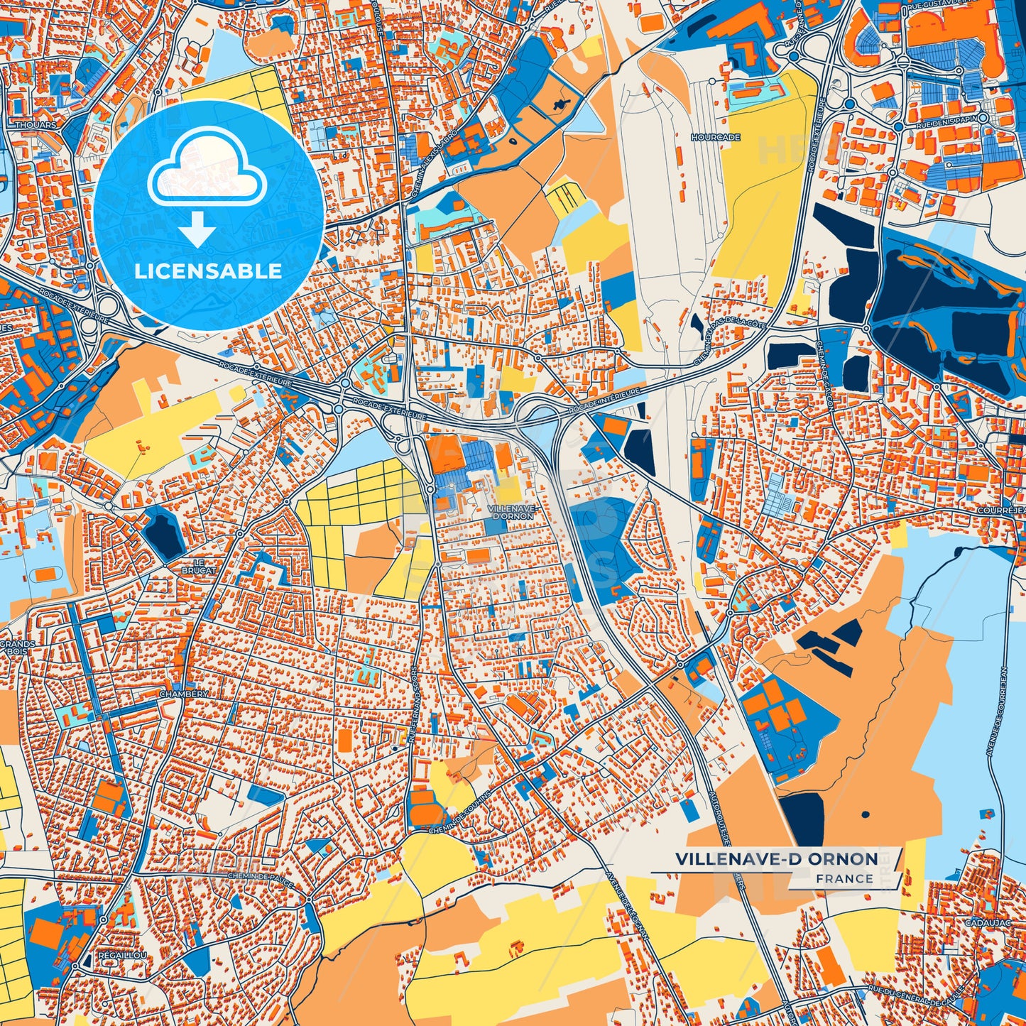 Canvas Print Template of Villenave-d Ornon Street Map