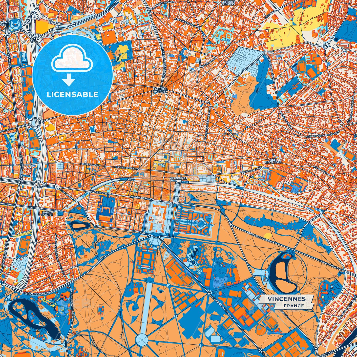 Canvas Print Template of Vincennes Street Map