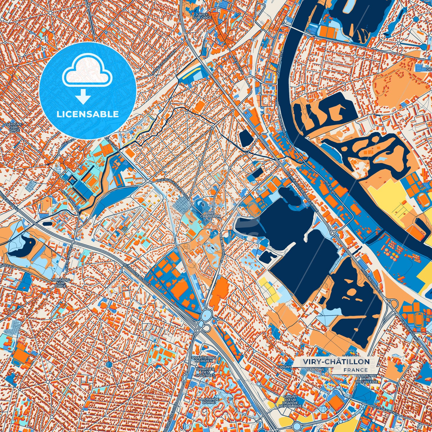 Canvas Print Template of Viry-Châtillon Street Map