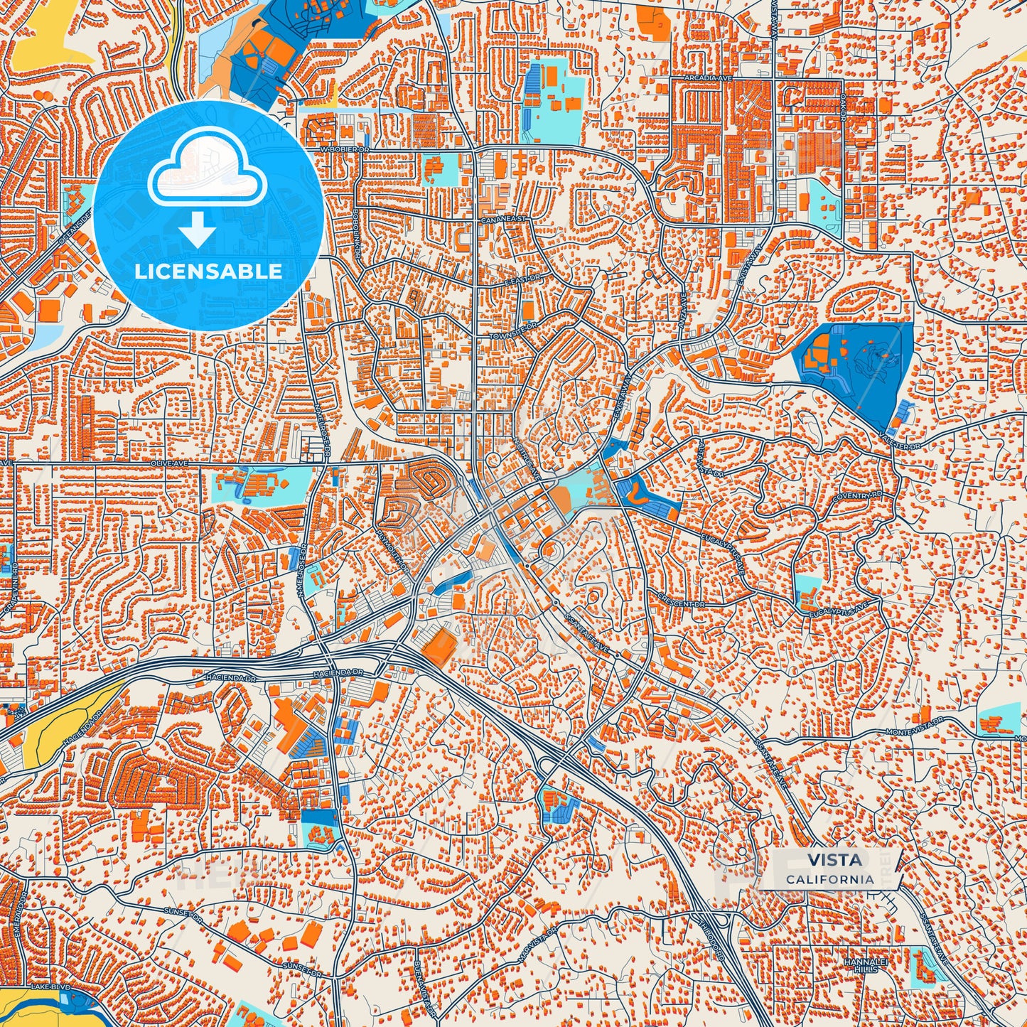 Canvas Print Template of Vista Street Map
