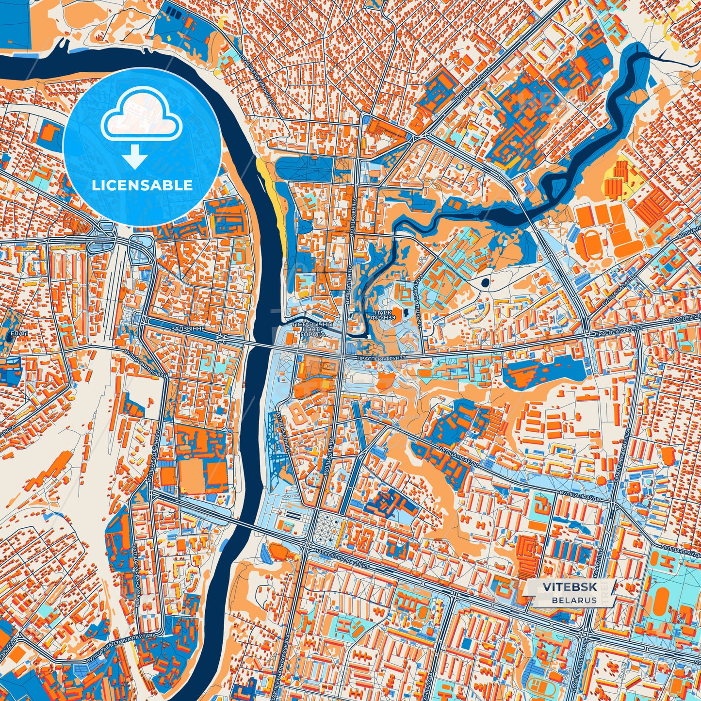 Canvas Print Template of Vitebsk Street Map