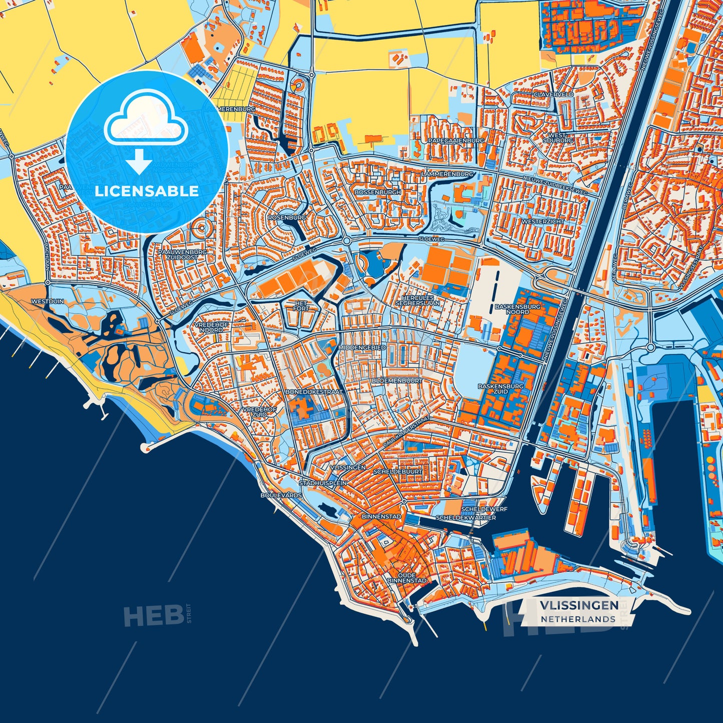 Canvas Print Template of Vlissingen Street Map