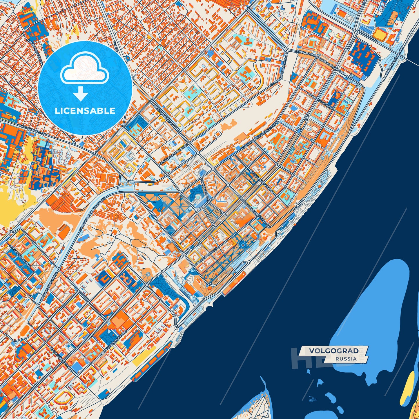 Canvas Print Template of Volgograd Street Map