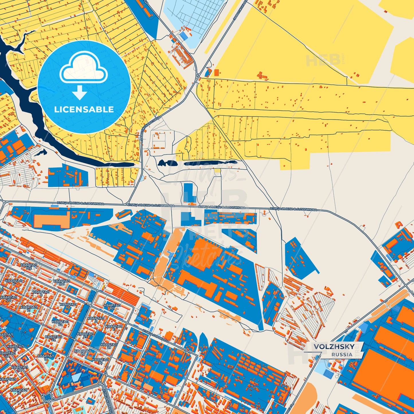 Canvas Print Template of Volzhsky Street Map