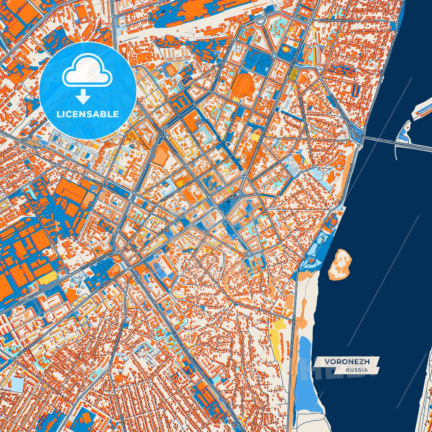Canvas Print Template of Voronezh Street Map