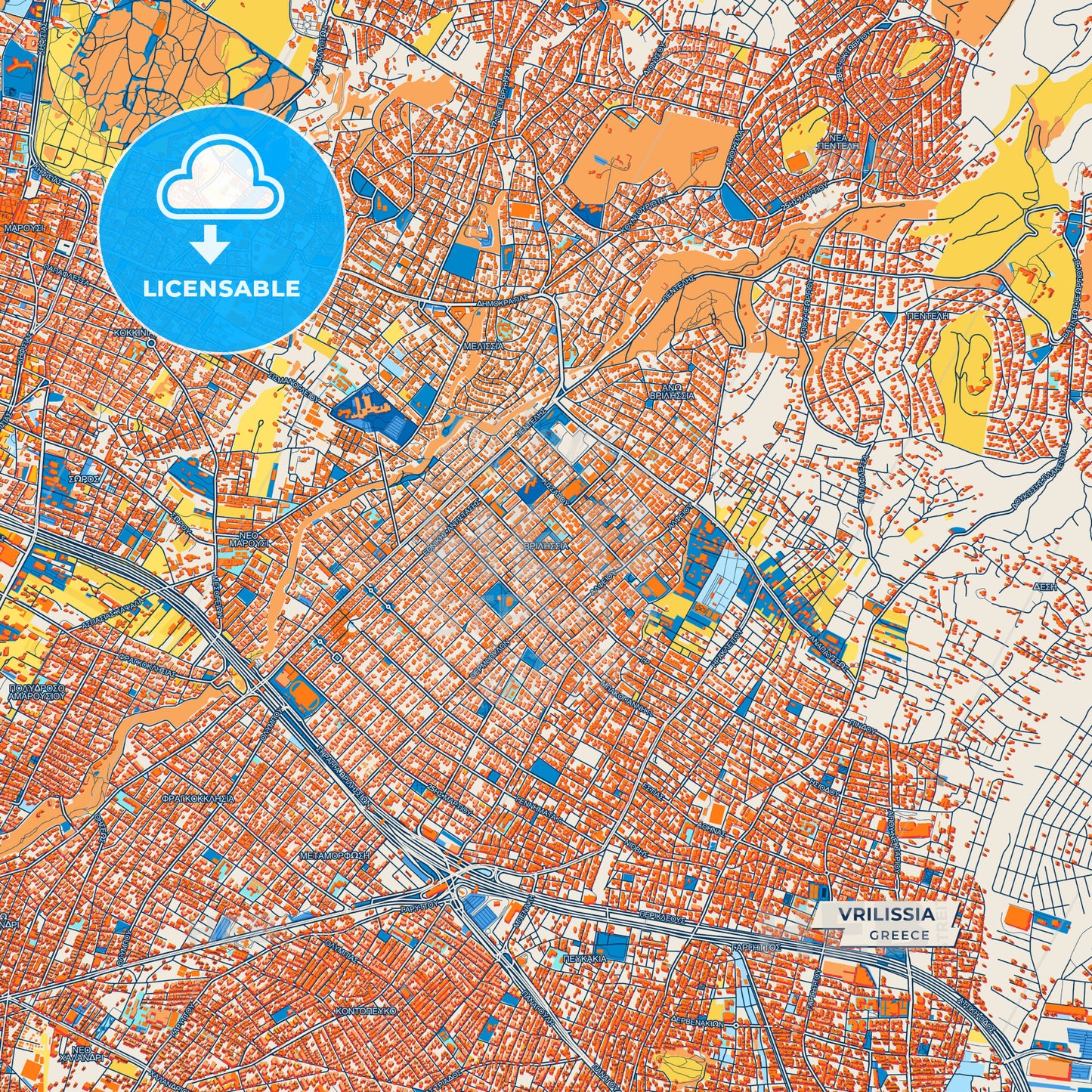 Canvas Print Template of Vrilissia Street Map